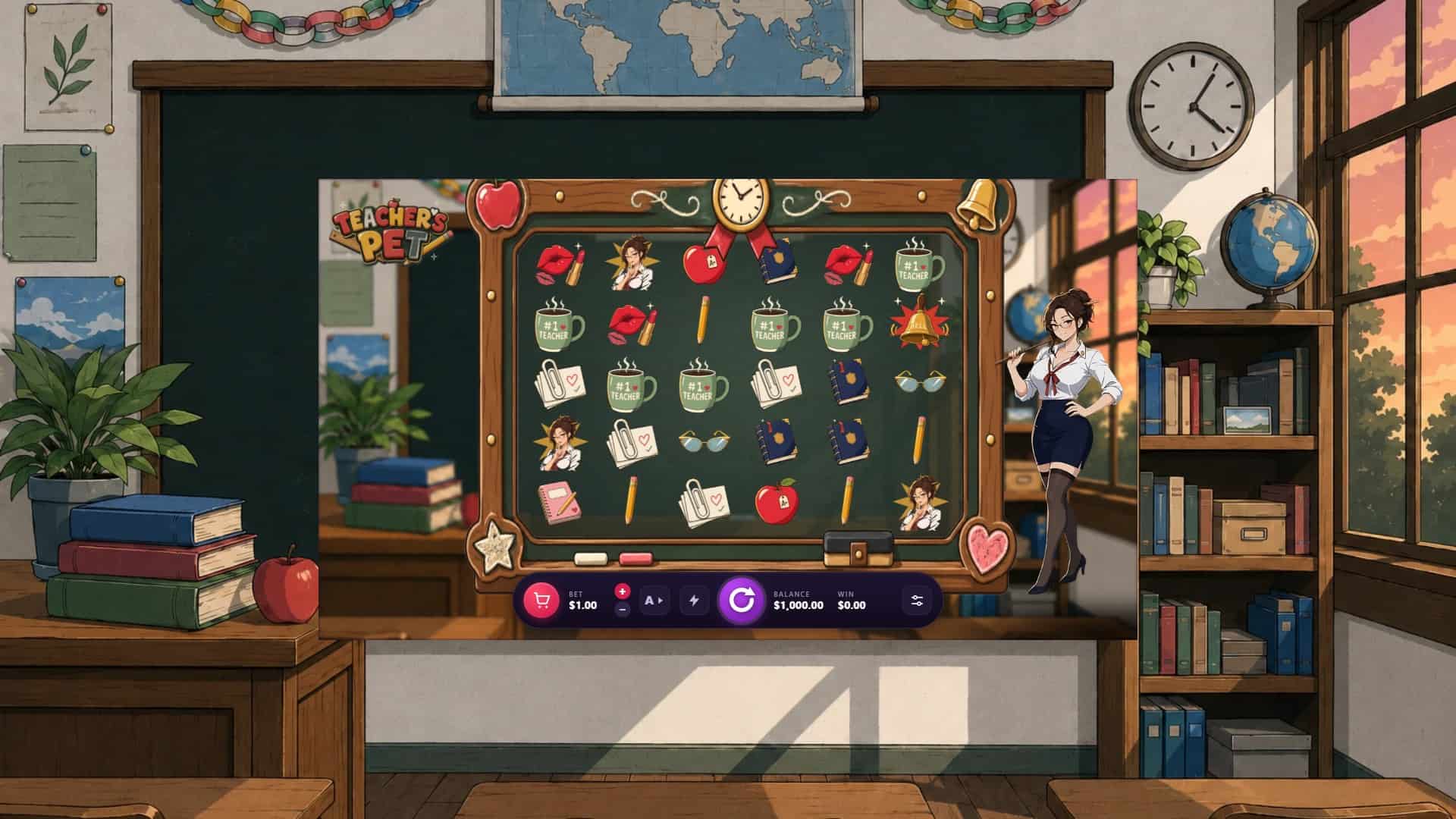 Teachers Pet slot gameplay reels
