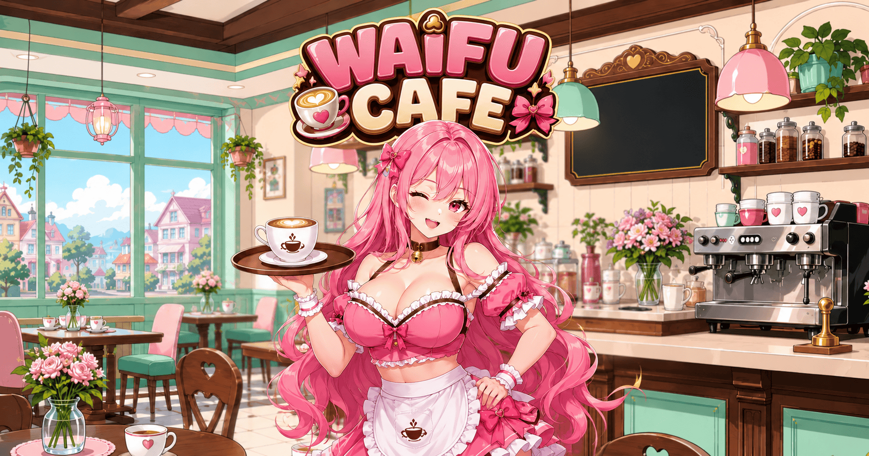 Waifu Cafe Slot Demo by Senpai Studios slot cover image