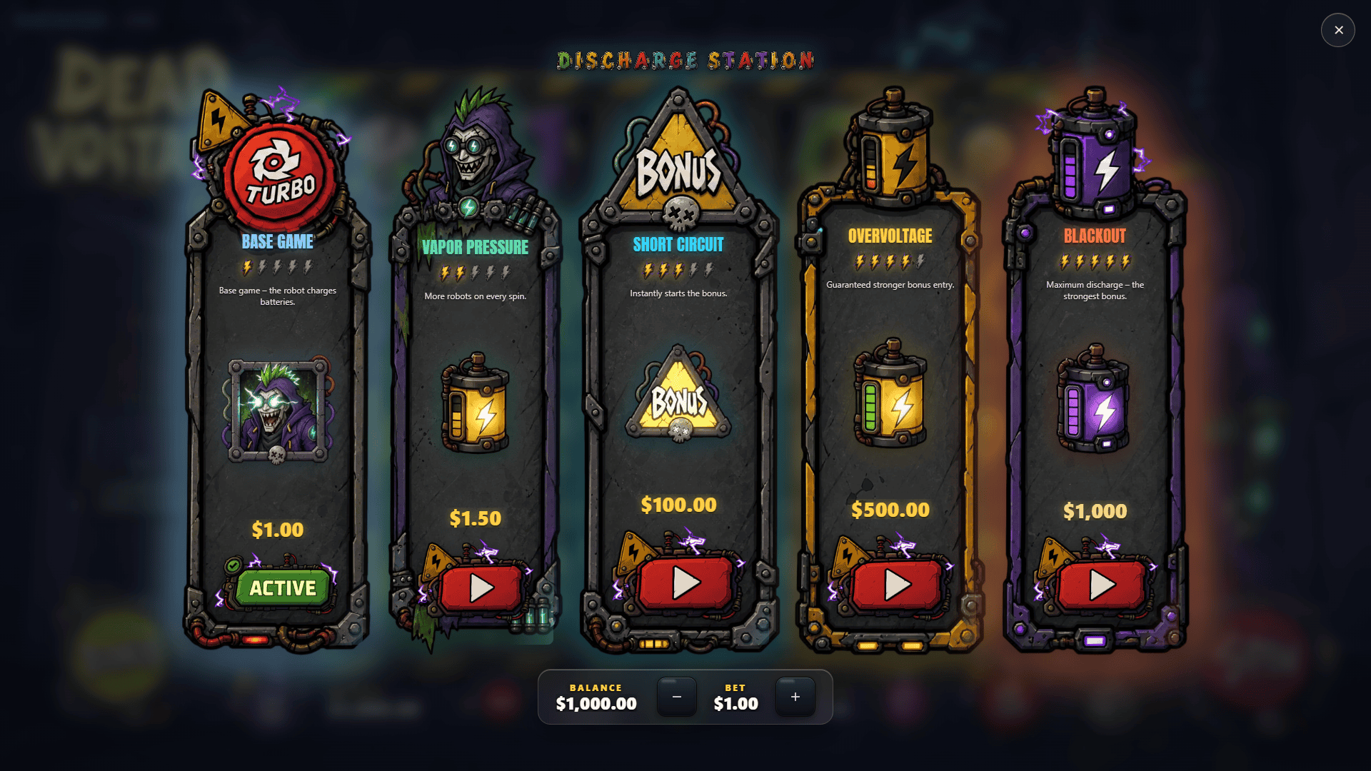 Dead Voltage bonus buy menu