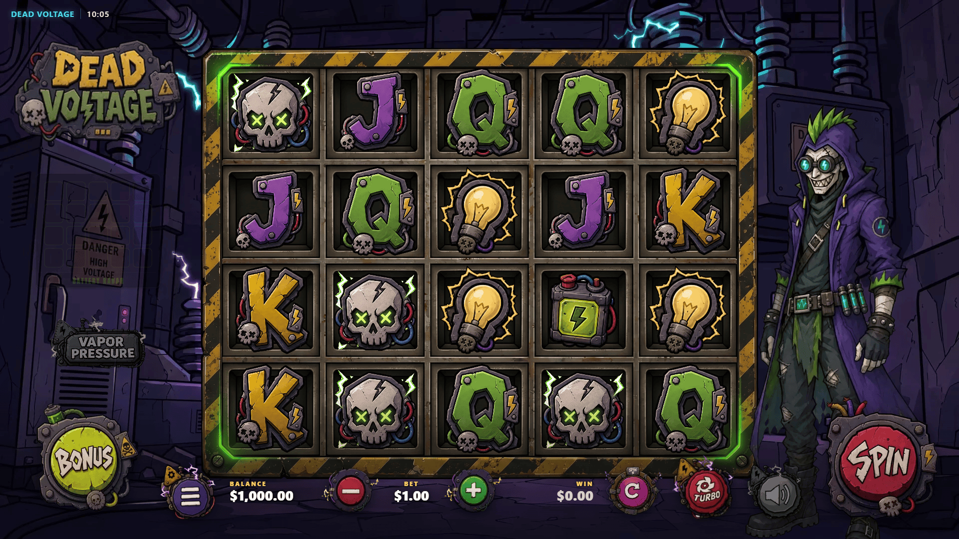 Dead Voltage slot gameplay reels