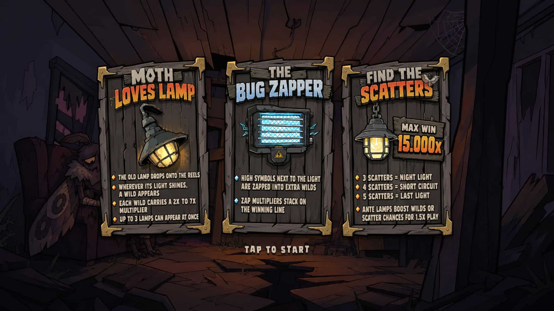 Moth Loves Lamp slot intro screen
