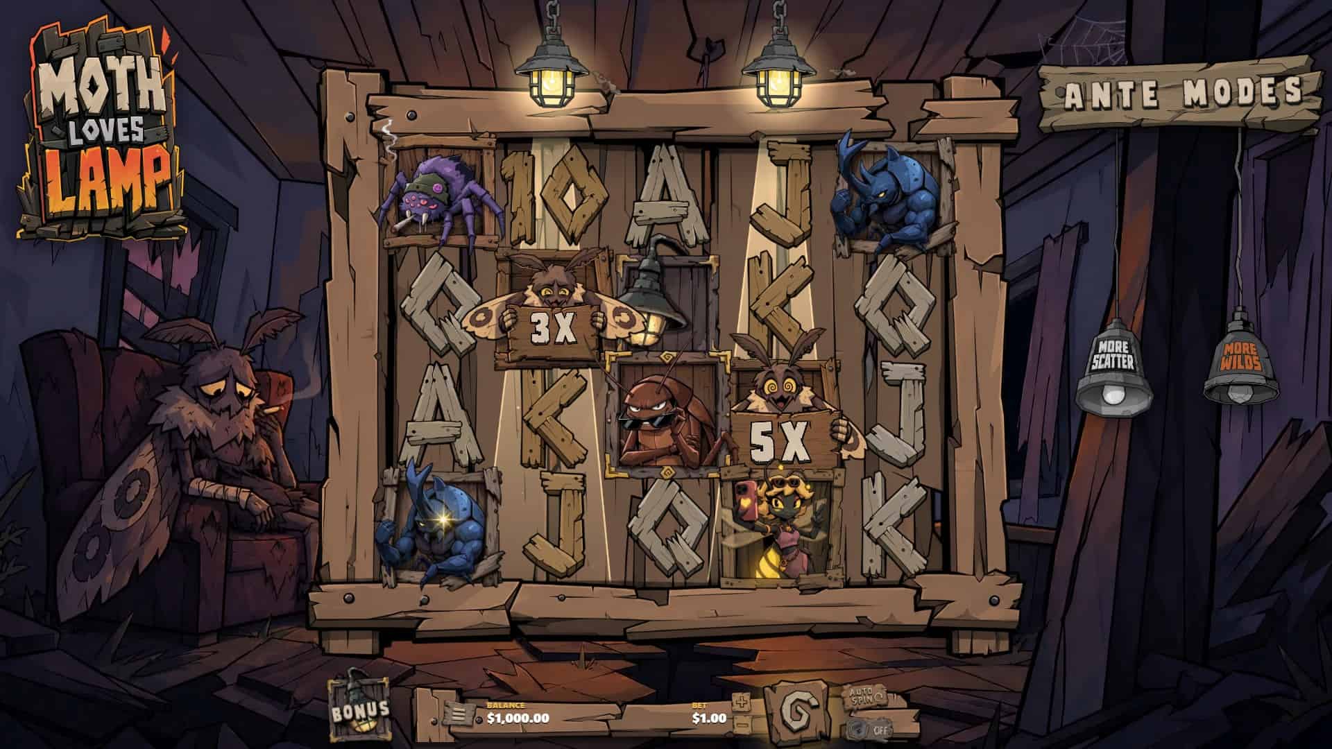 Moth Loves Lamp slot gameplay reels