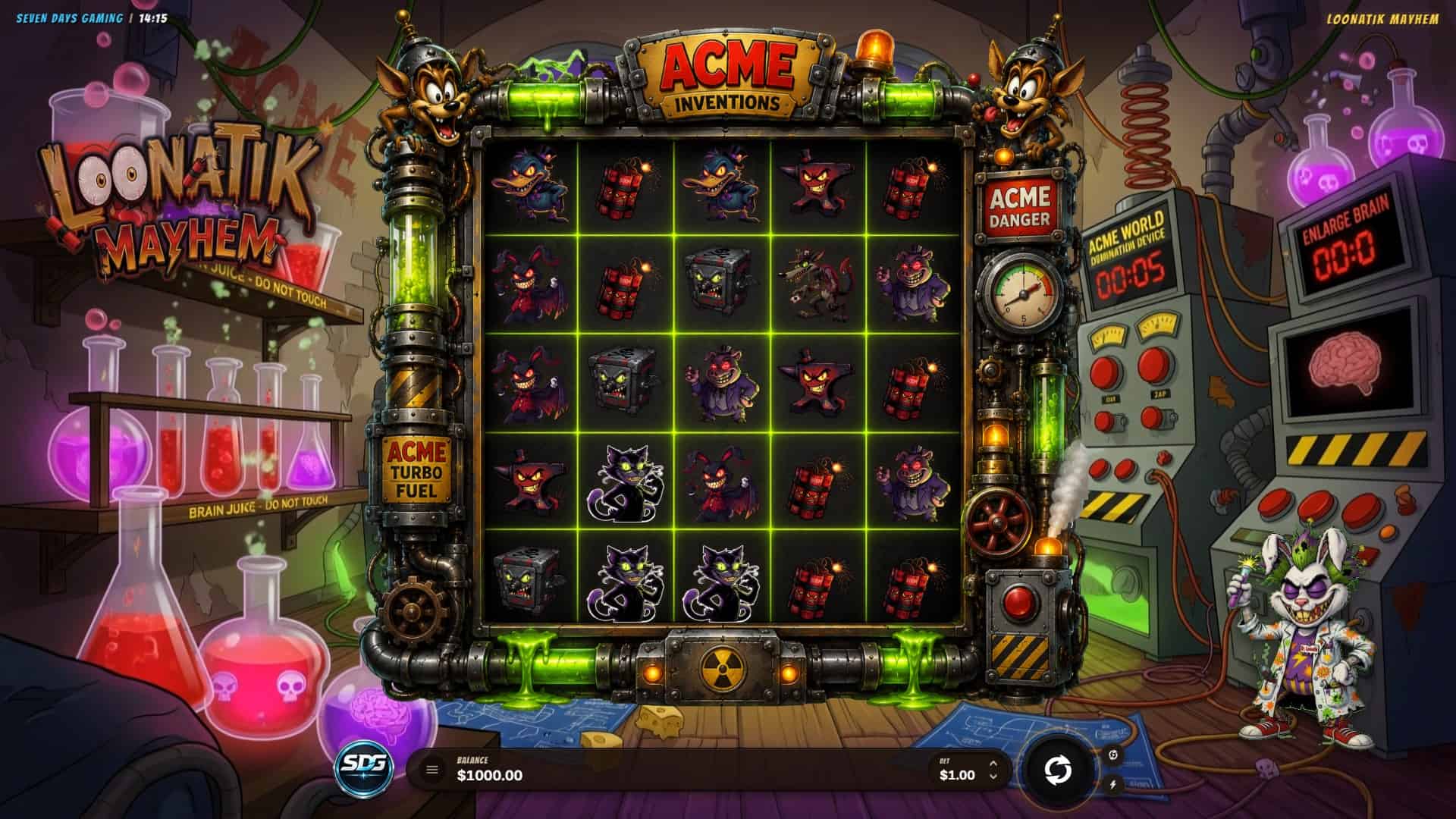 Loonatik Mayhem slot gameplay reels