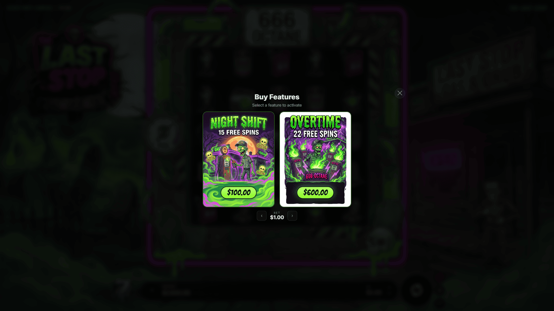 The Last Stop bonus buy menu