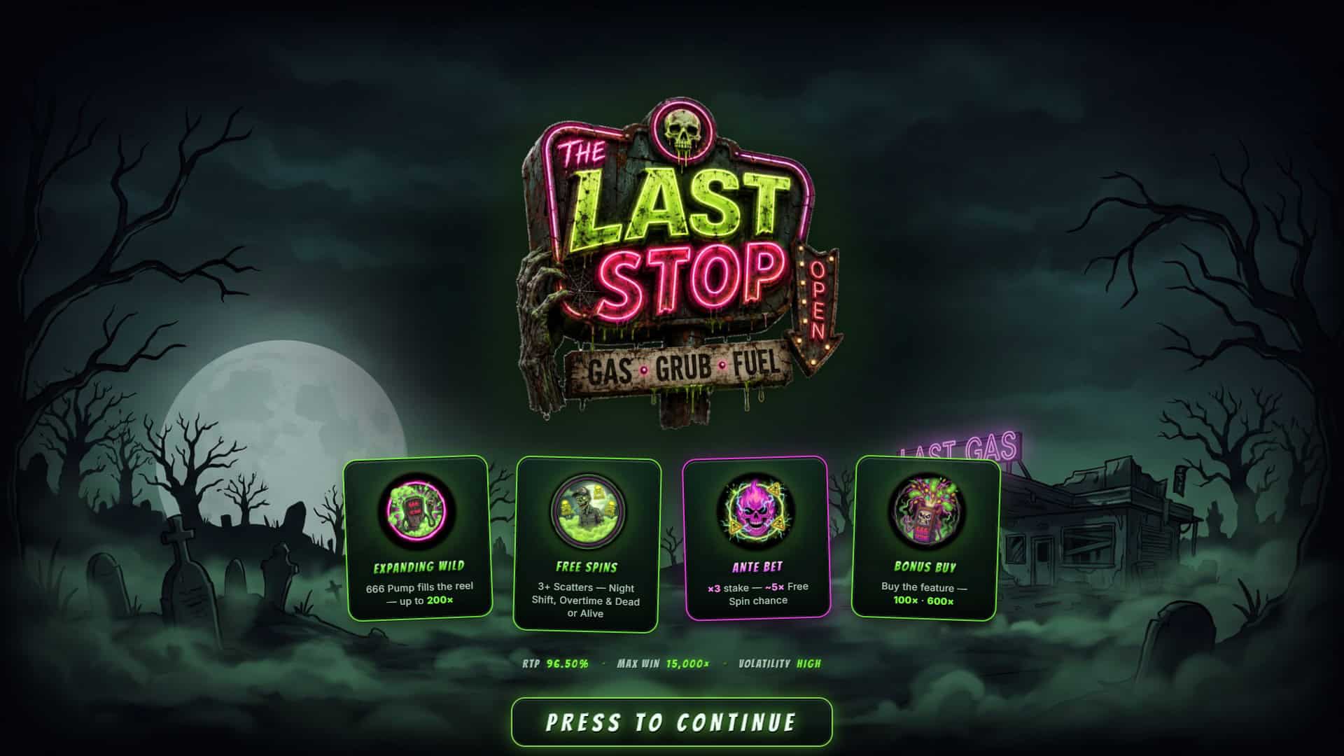 The Last Stop slot intro screen