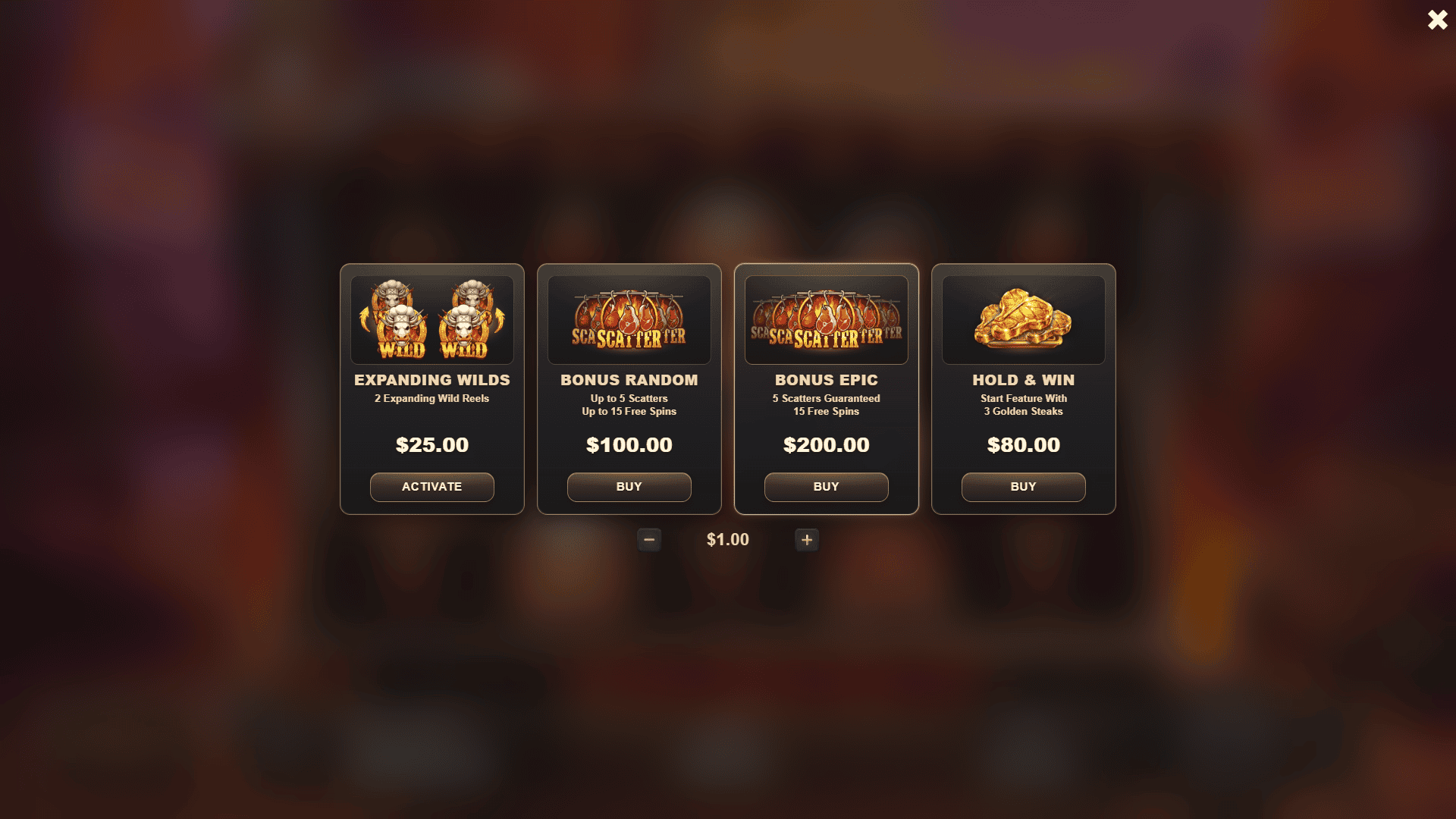 Big Beef Grill bonus buy menu