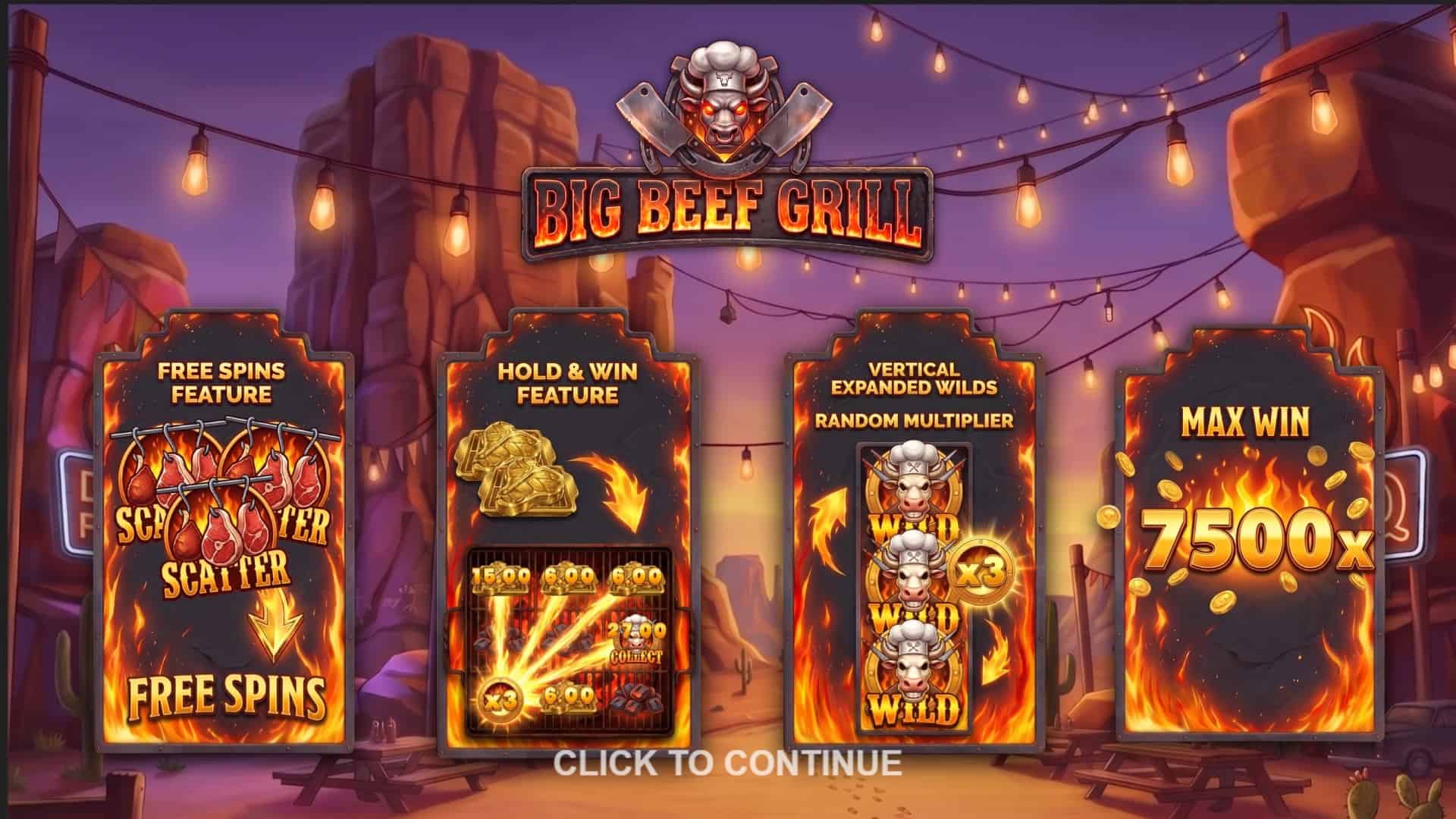Big Beef Grill slot intro screen