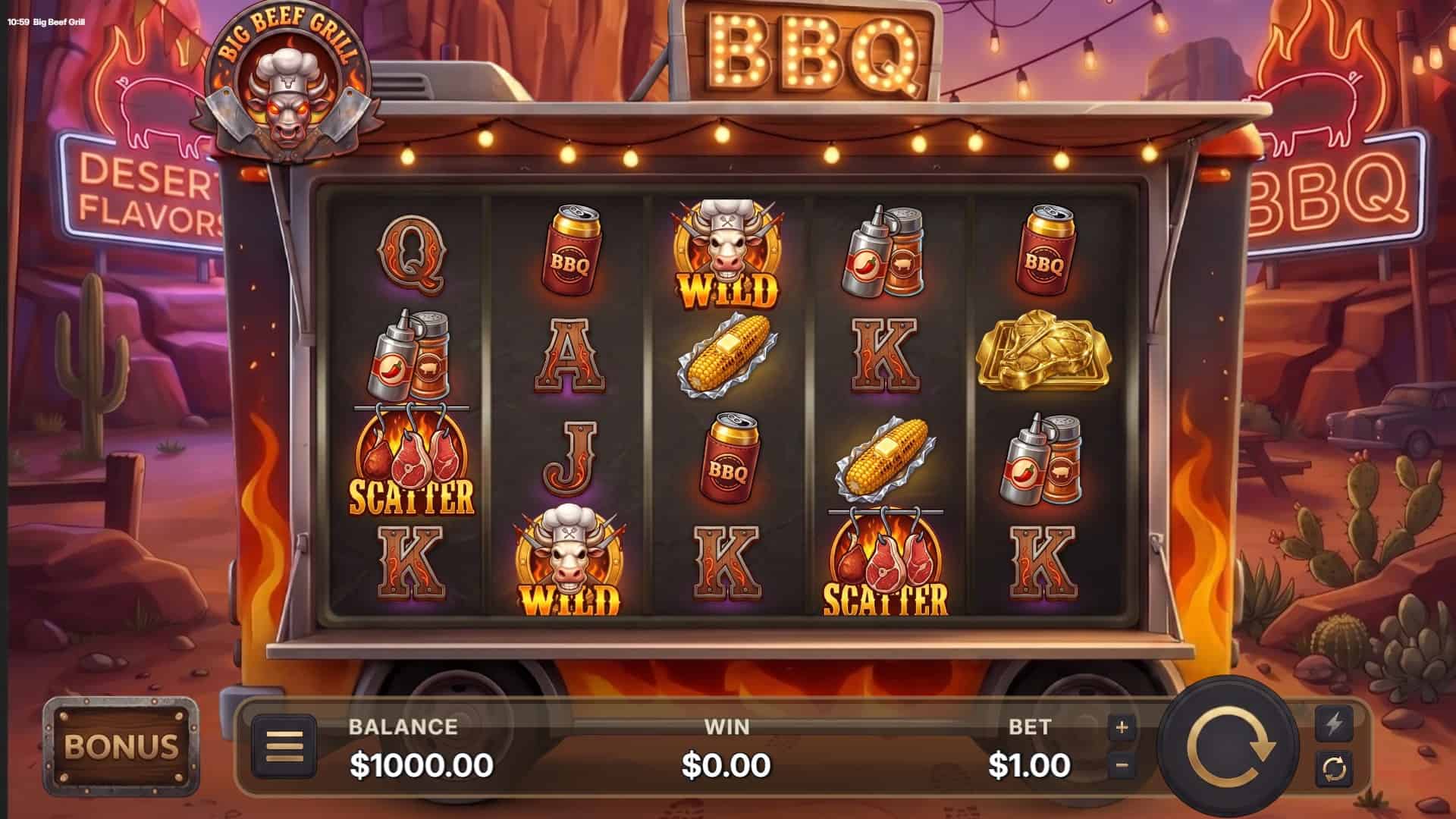 Big Beef Grill slot gameplay reels
