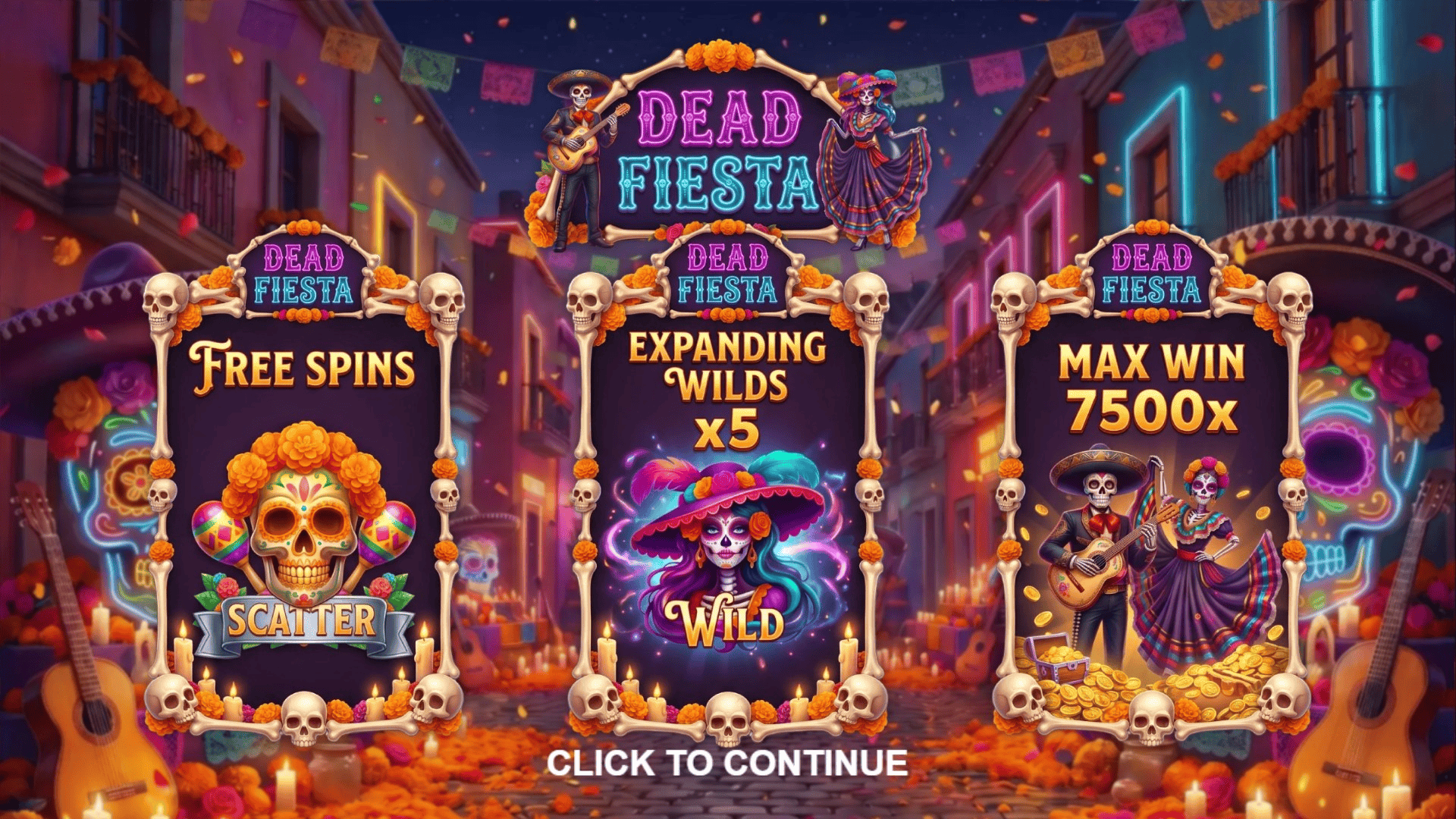 Dead Fiesta slot intro screen