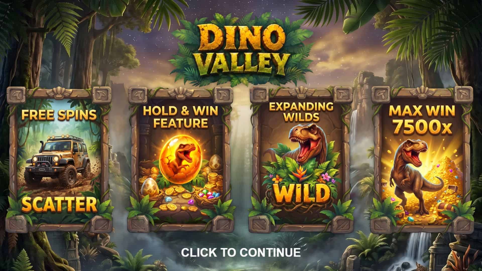 Dino Valley slot intro screen