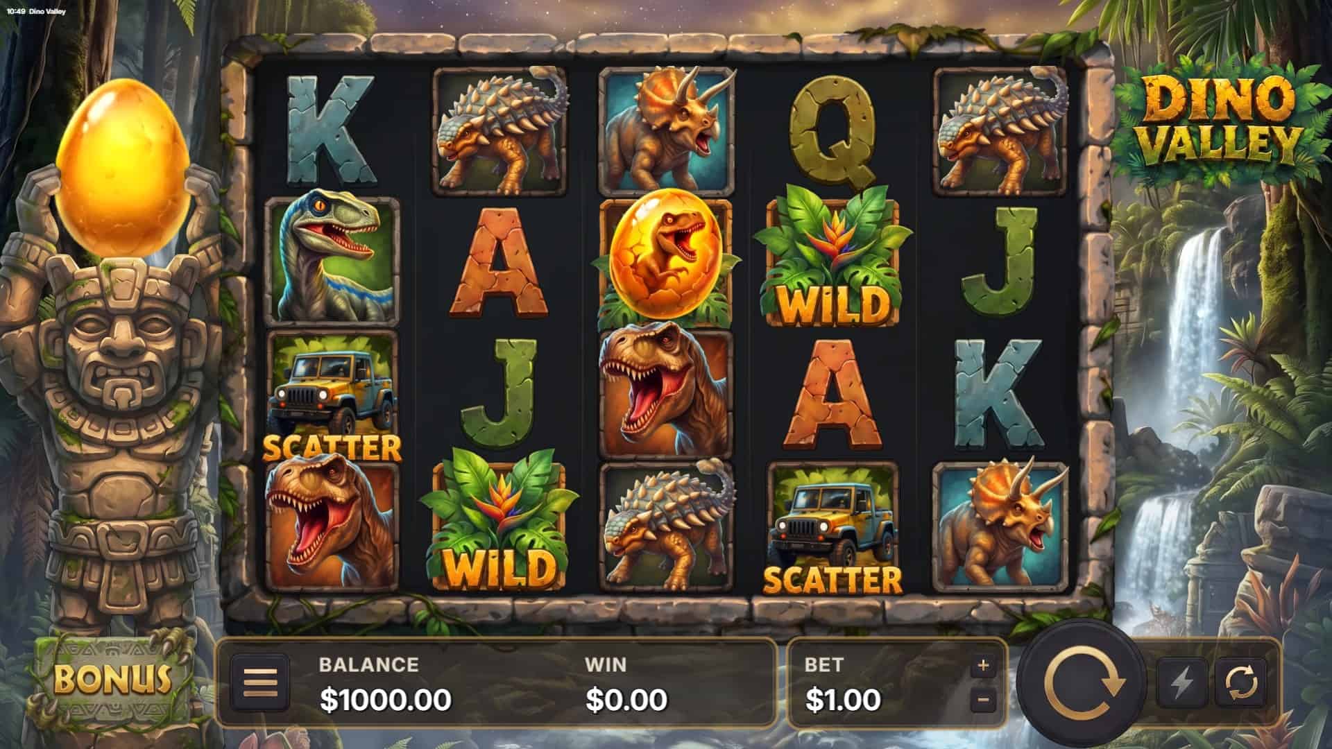 Dino Valley slot gameplay reels