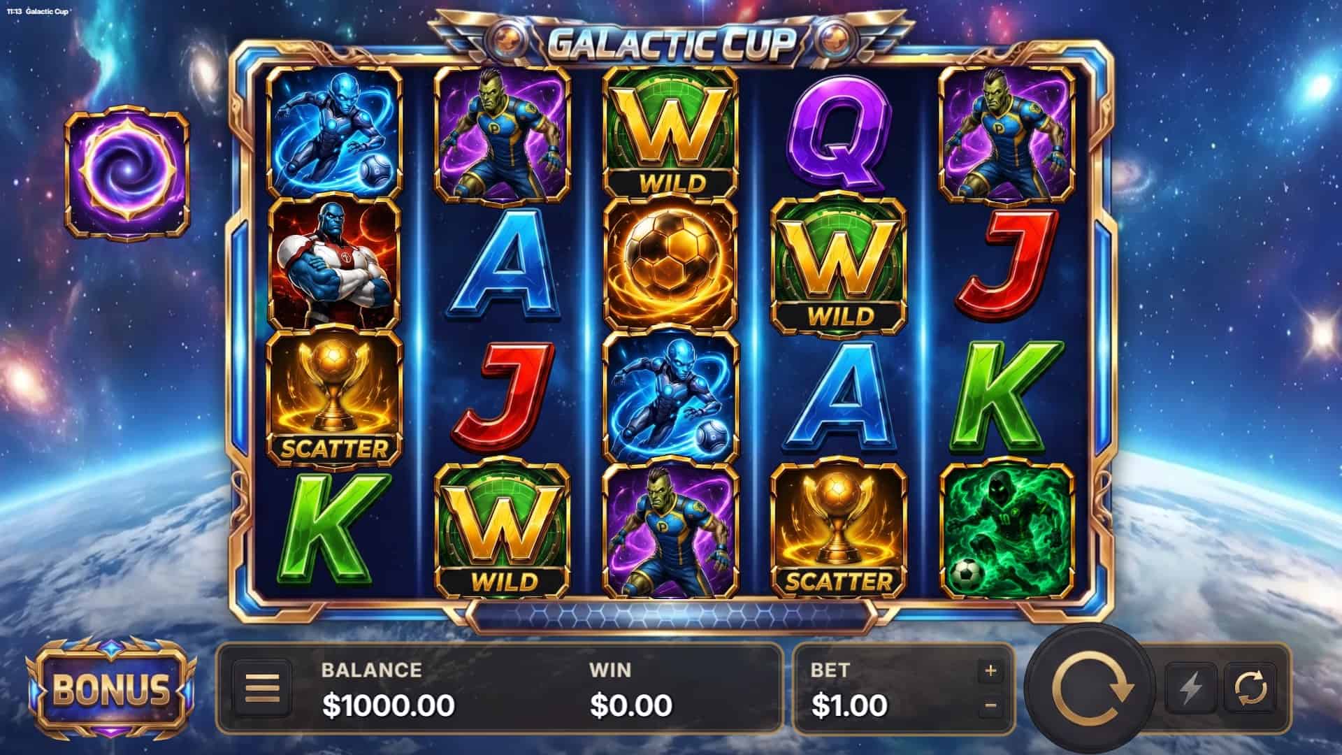 Galactic Cup slot gameplay reels