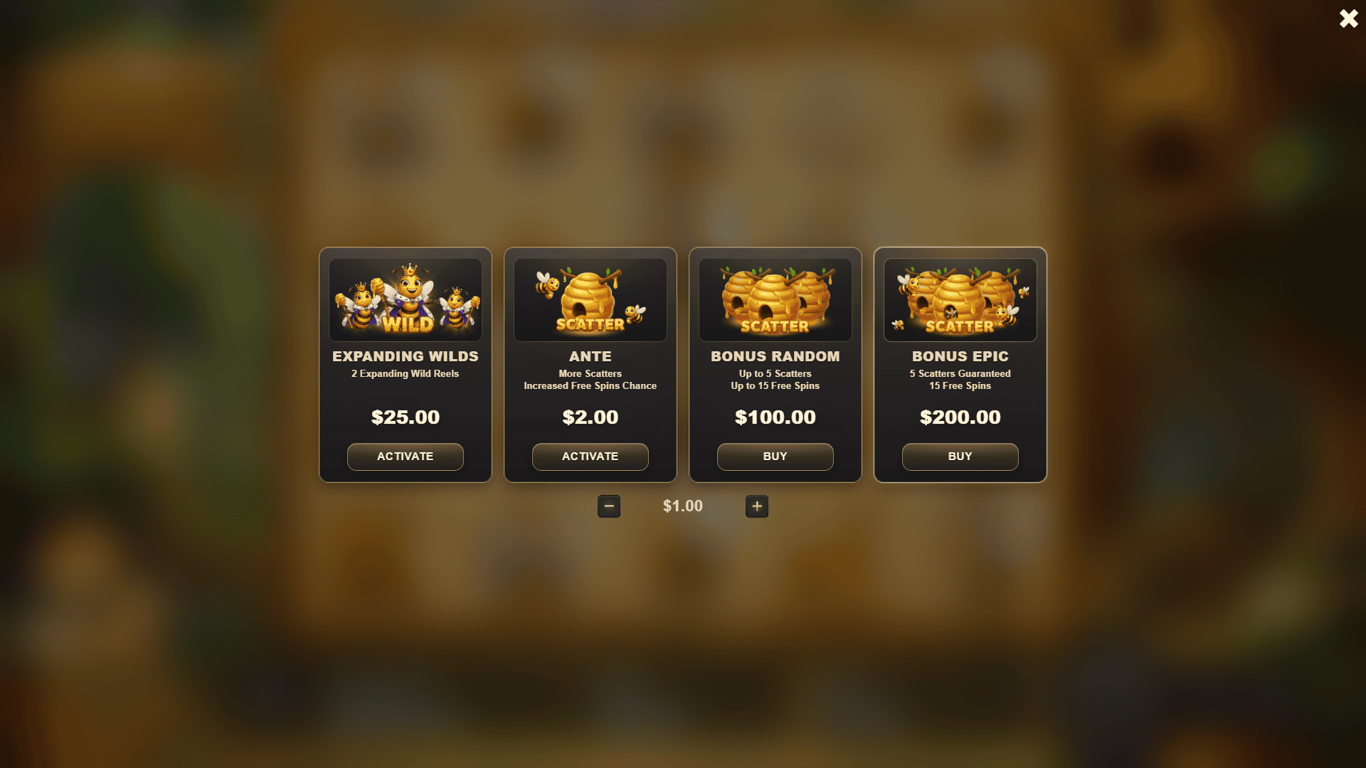 Honey Kingdom bonus buy menu