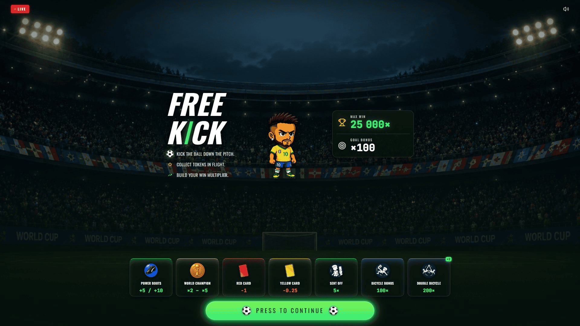 Free Kick slot intro screen