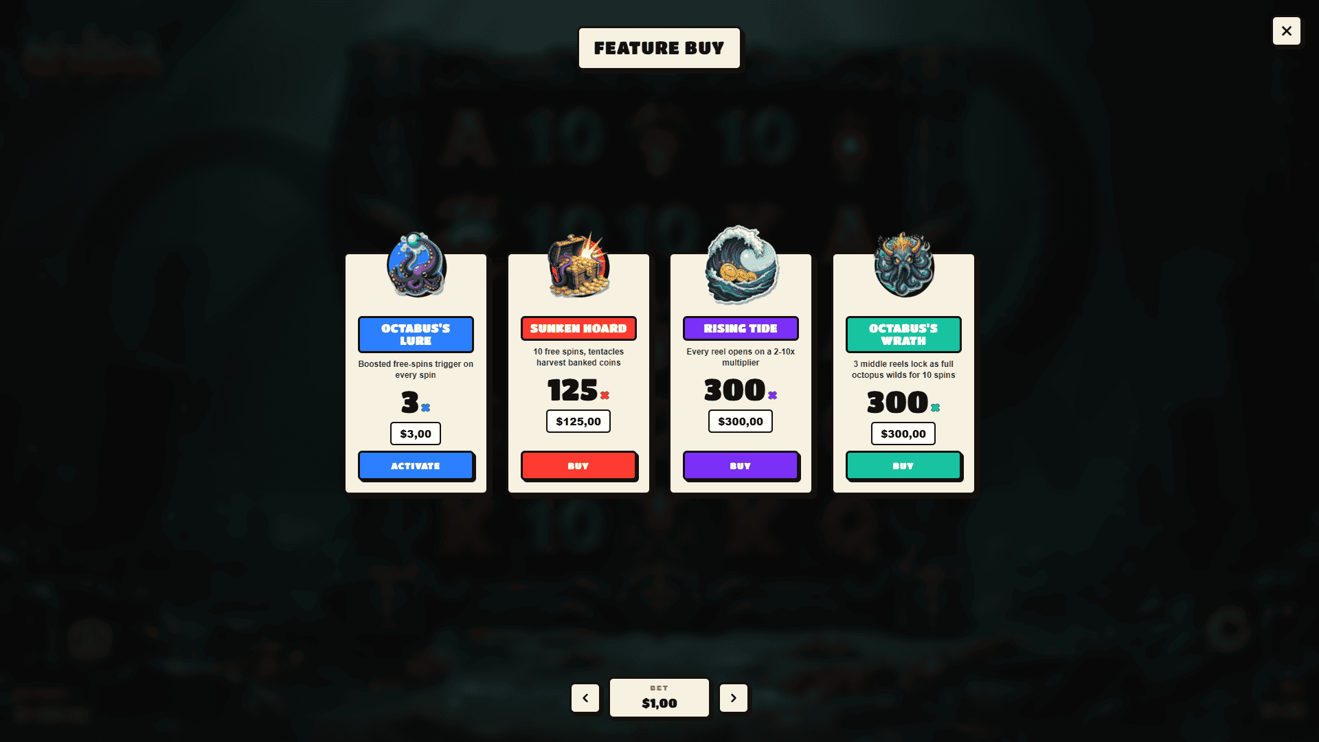 Octabus bonus buy menu