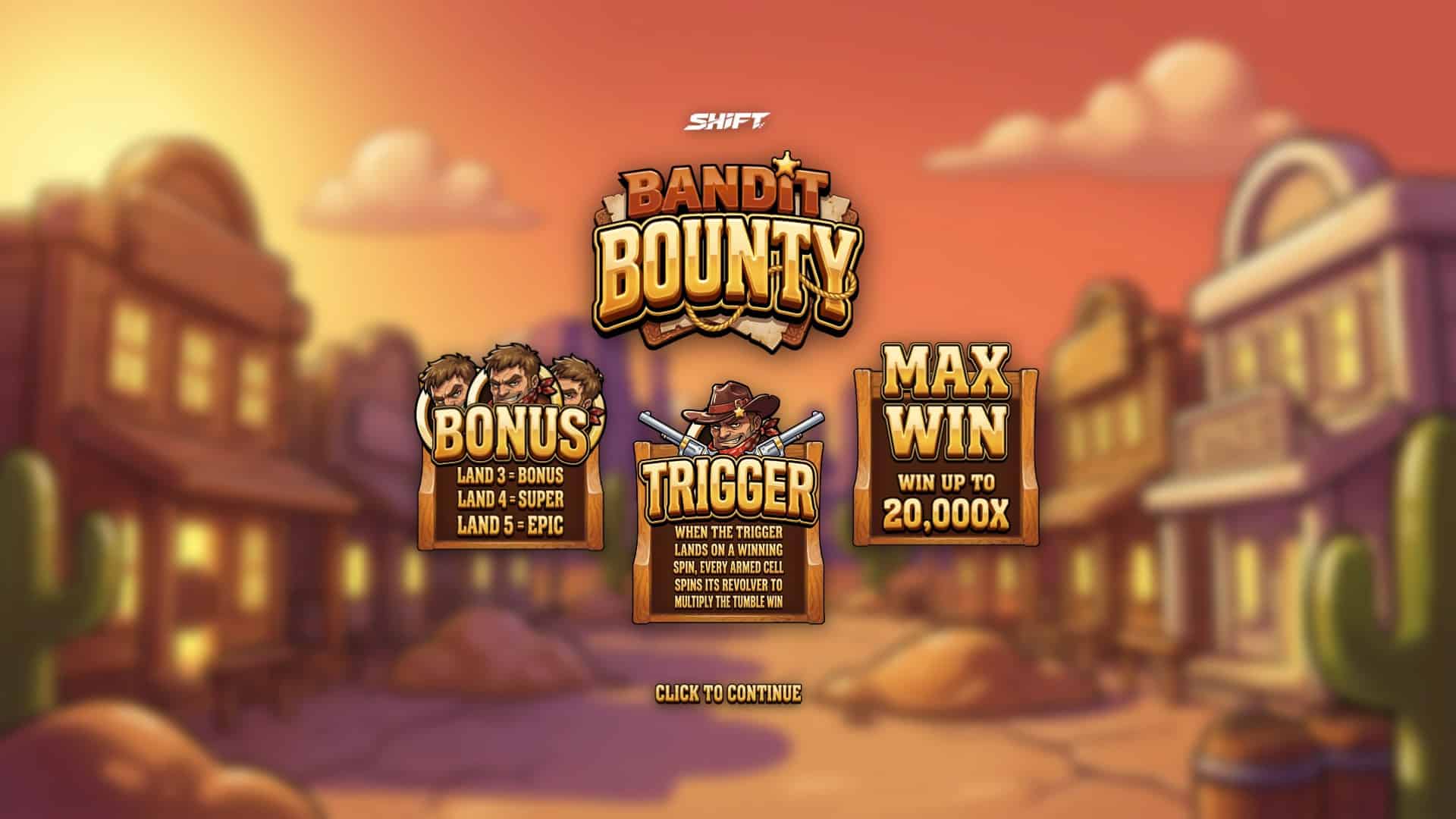 Bandit Bounty slot intro screen
