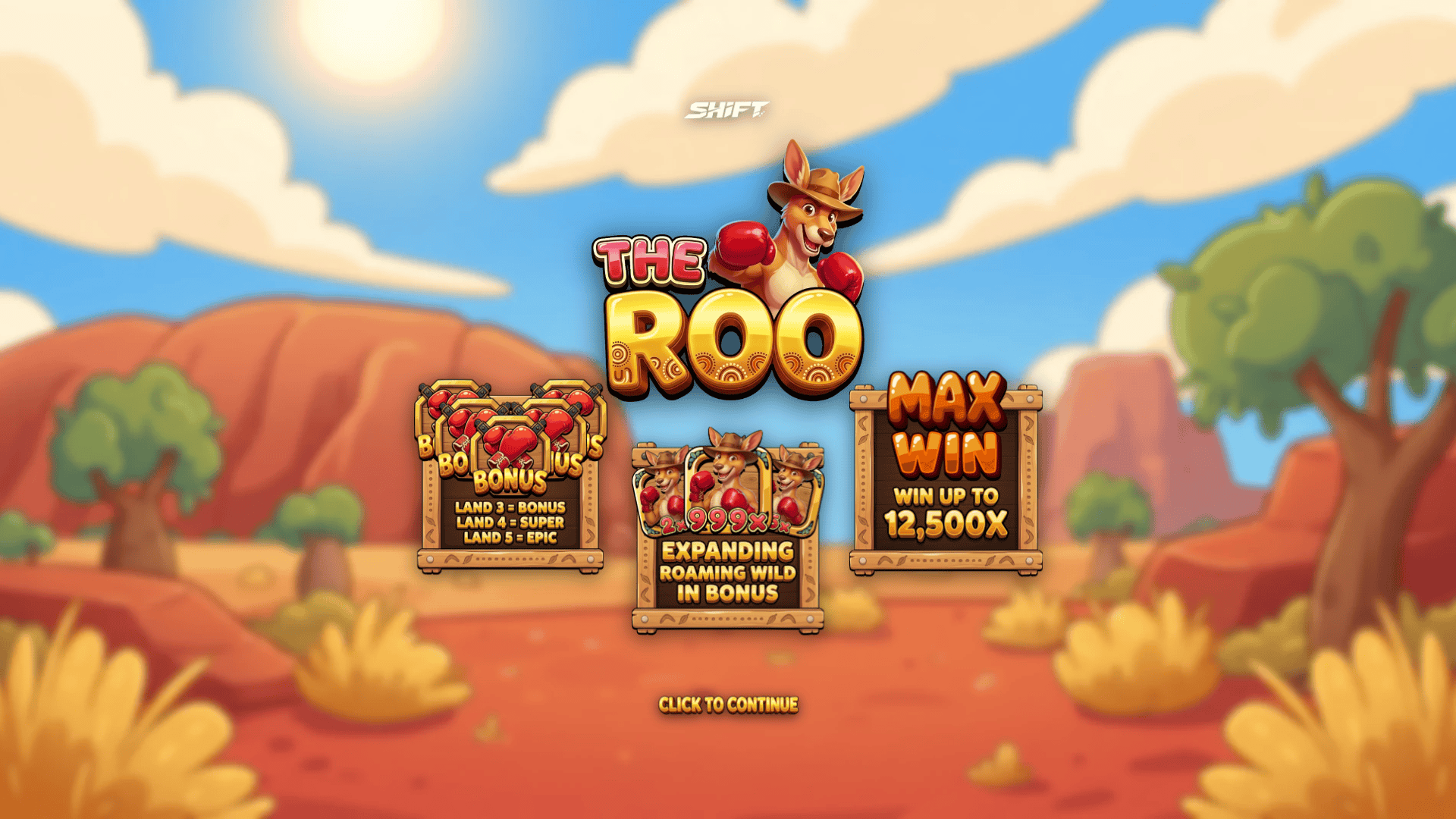 The Roo slot intro screen