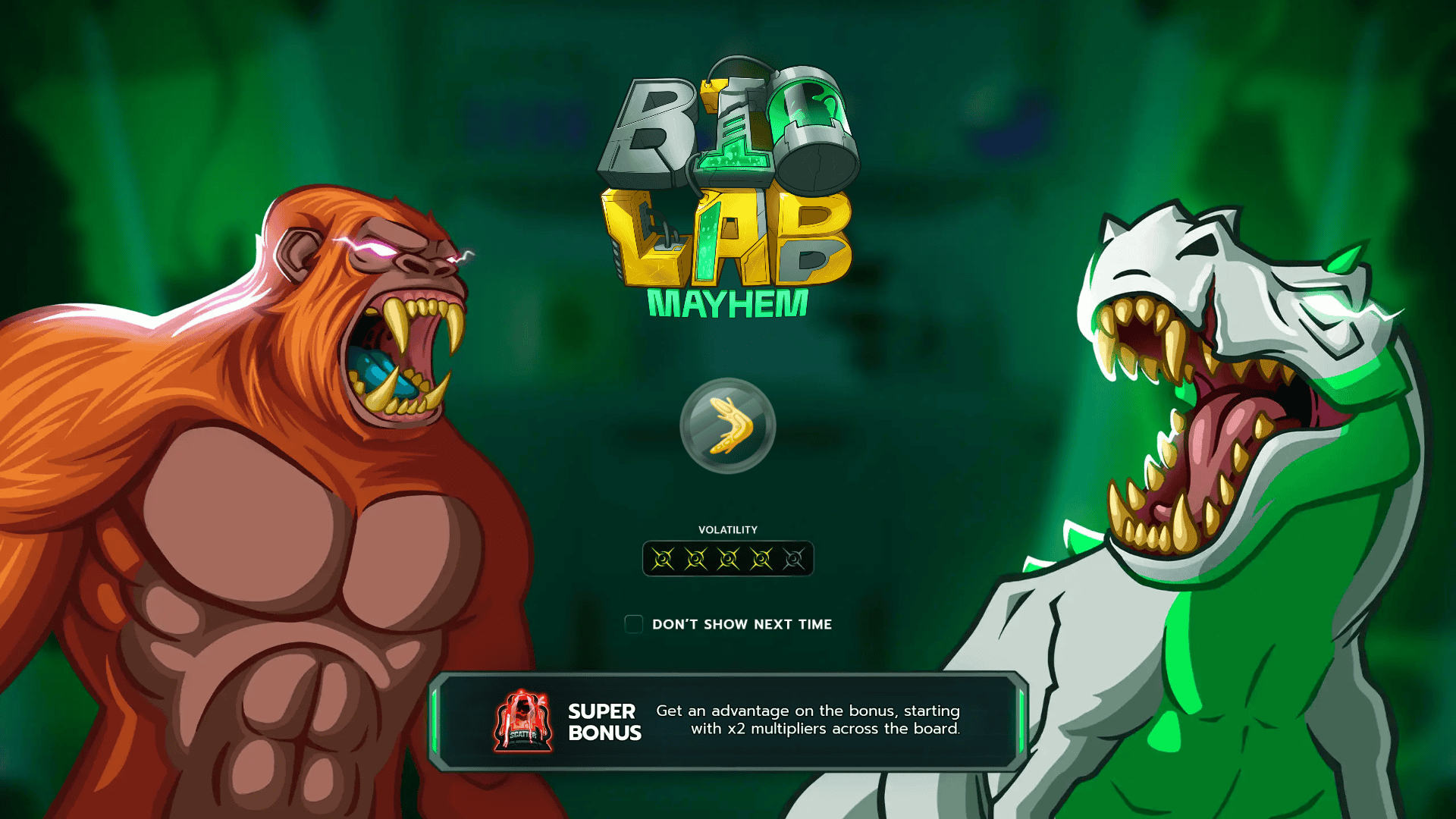 Biolab Mayhem slot intro screen