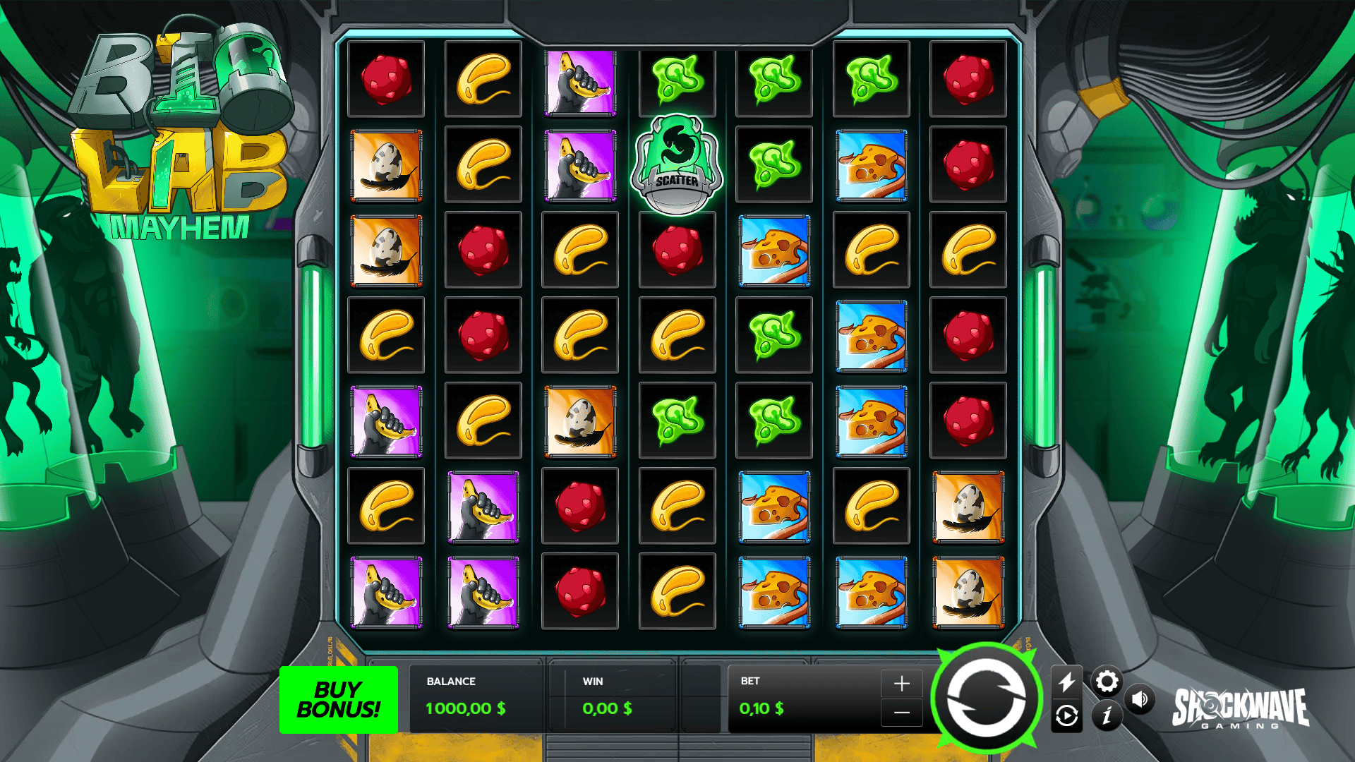 Biolab Mayhem slot gameplay reels