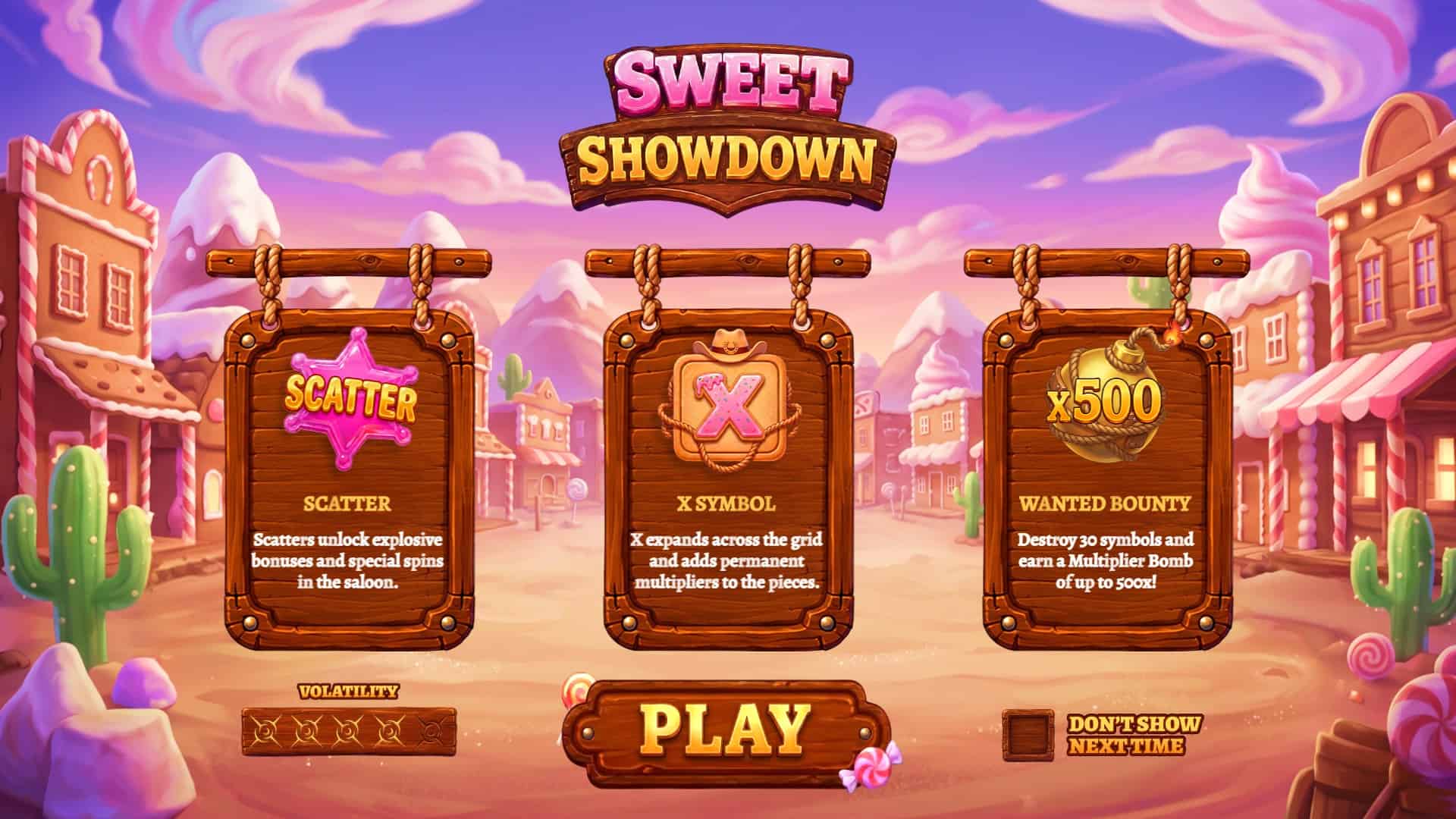 Sweet Showdown slot intro screen