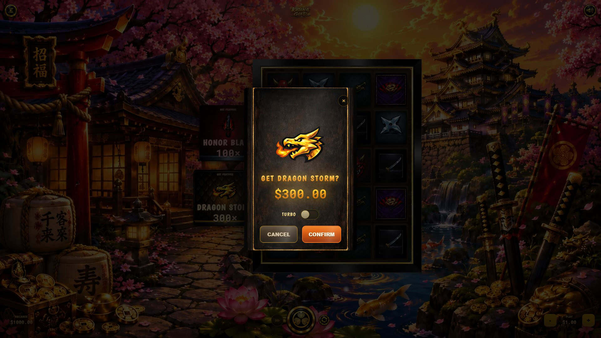 Katana Gold bonus buy menu