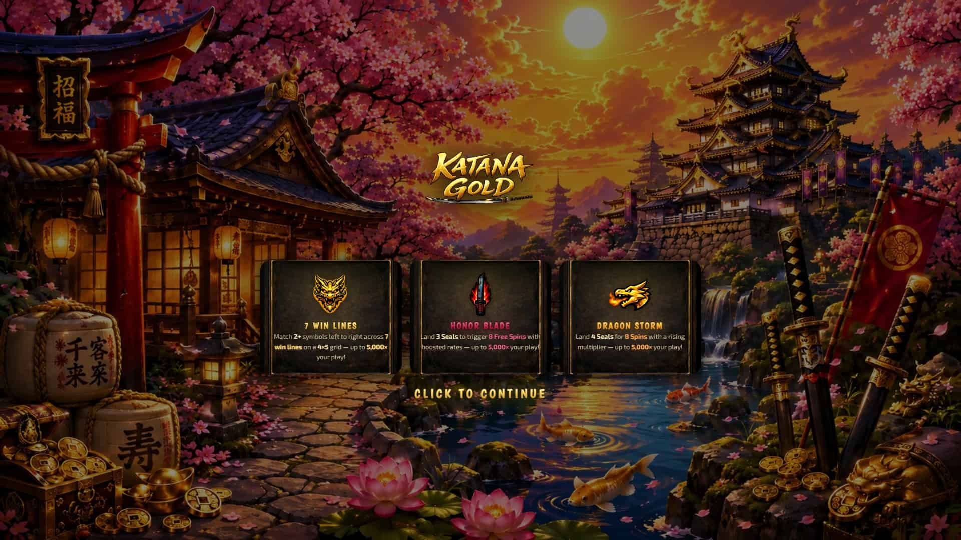 Katana Gold slot intro screen