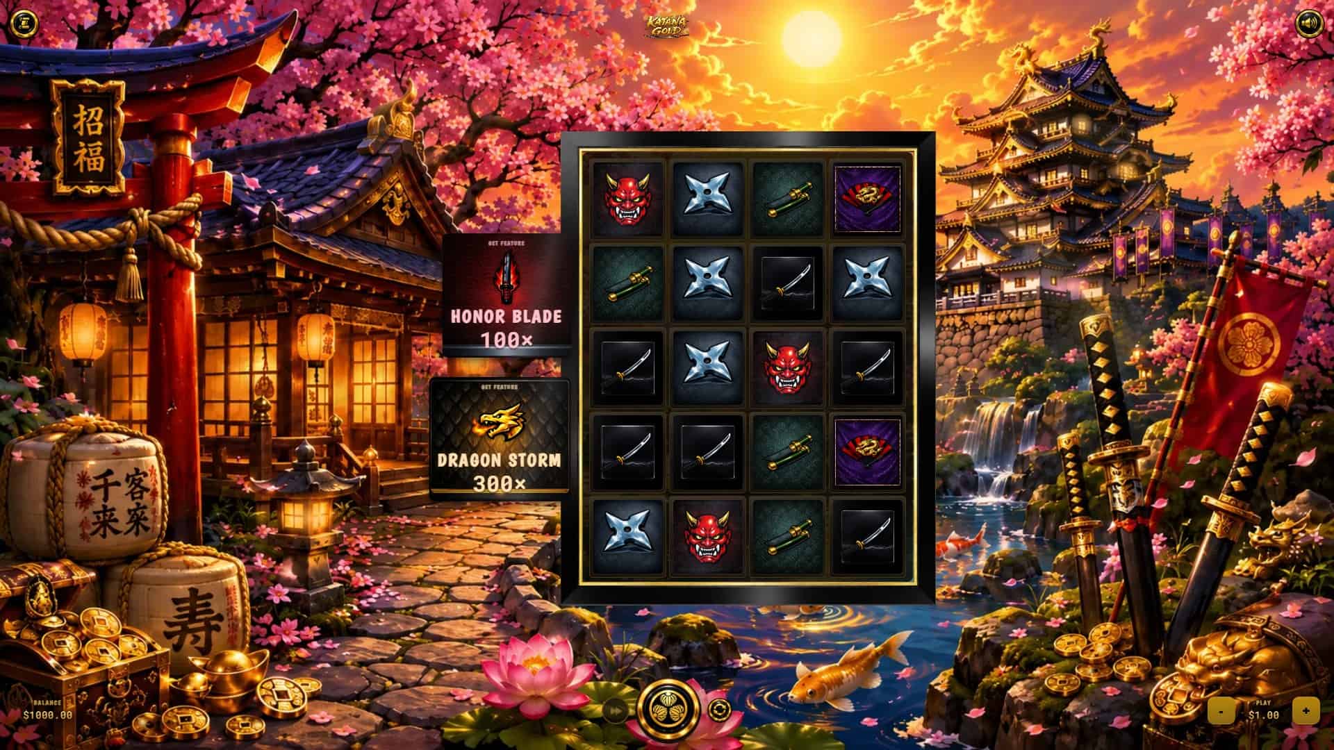 Katana Gold slot gameplay reels