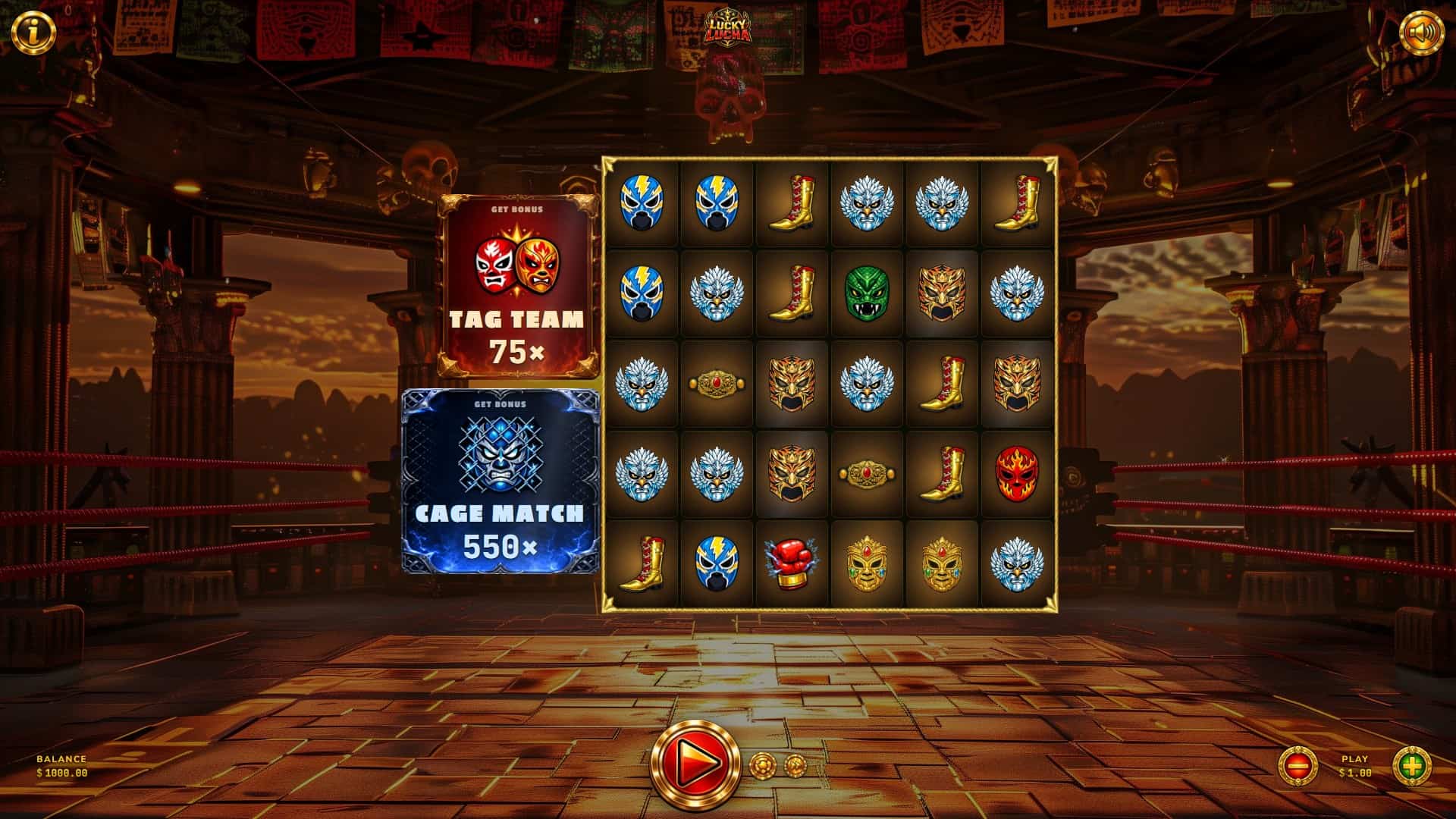 Lucky Lucha slot gameplay reels