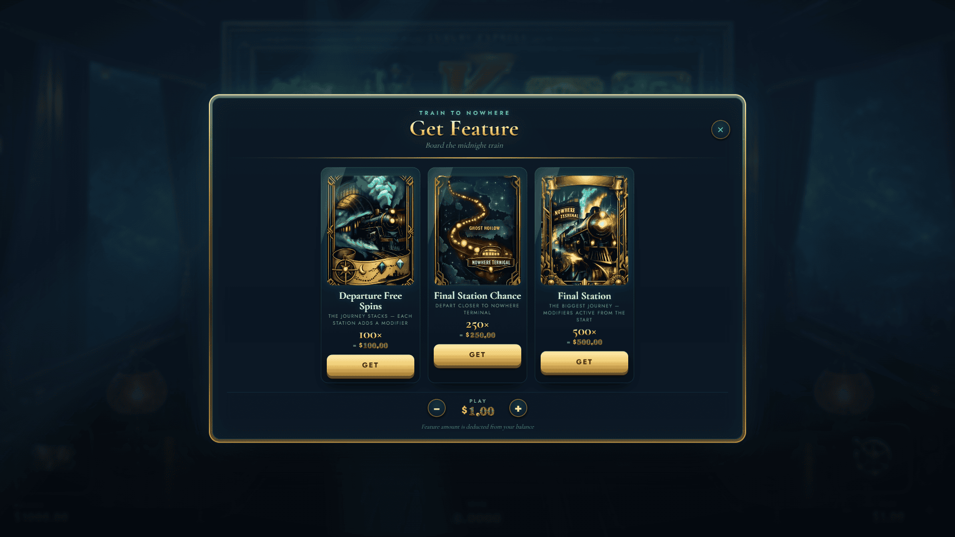 Train To Nowhere bonus buy menu