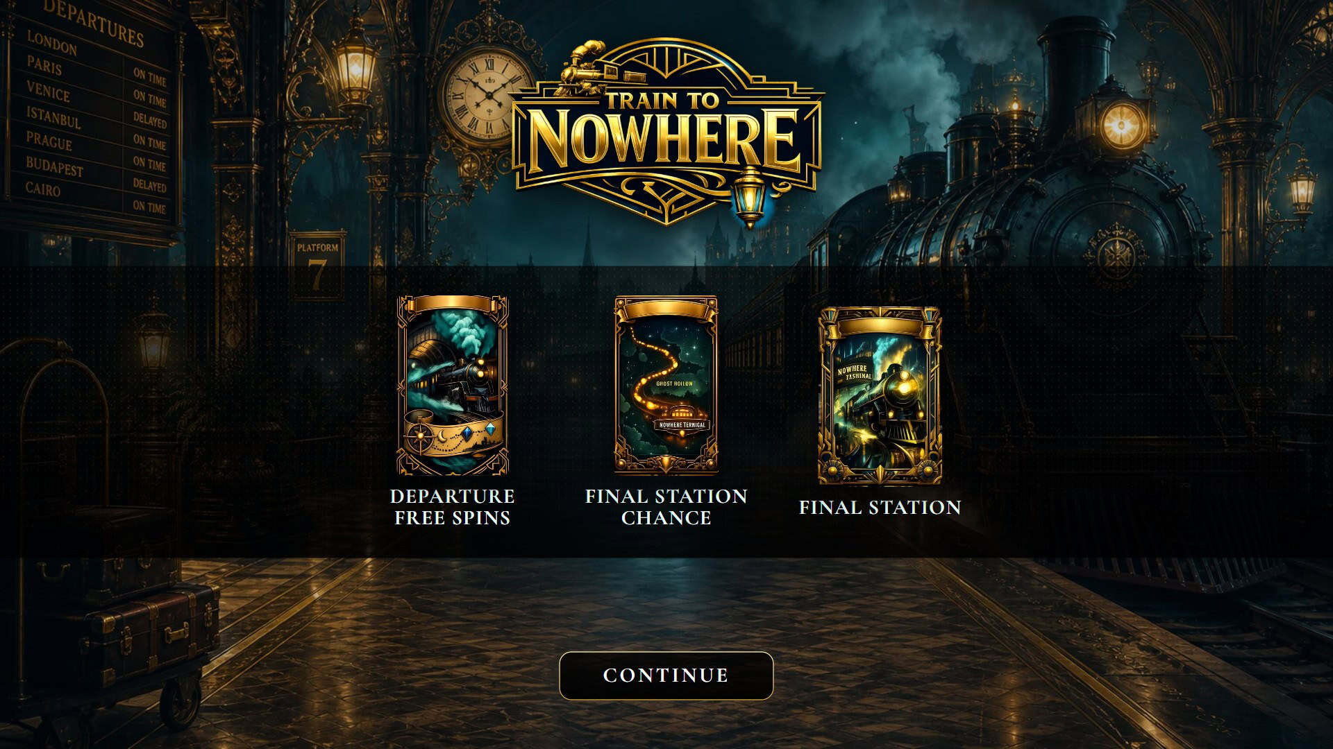 Train To Nowhere slot intro screen