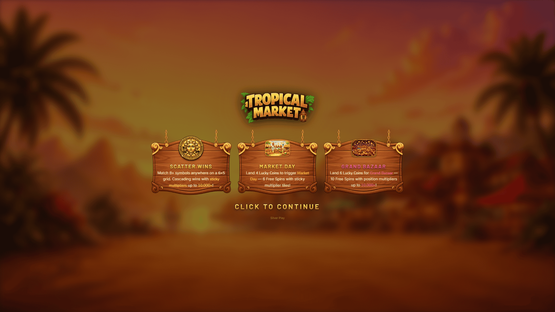 Tropical Market slot intro screen