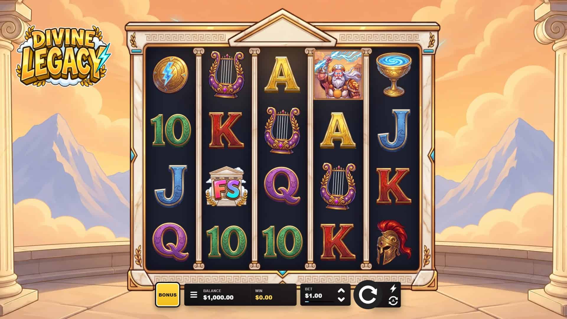 Divine Legacy slot gameplay reels