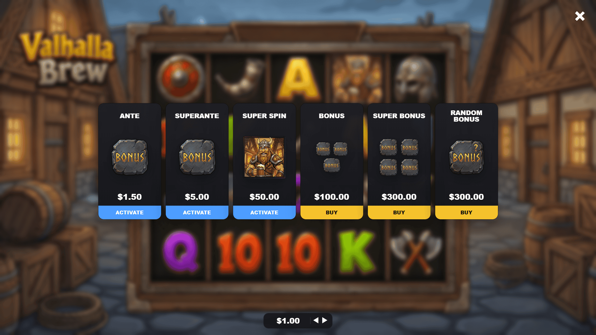 Valhalla Brew bonus buy menu