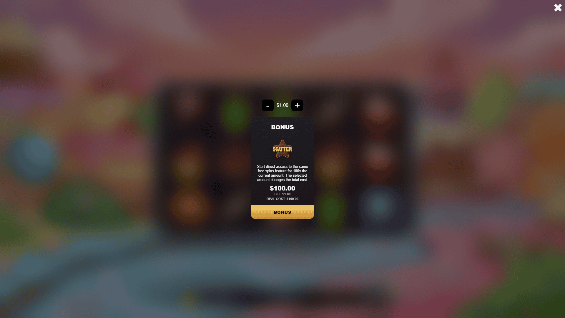 Wild Candy bonus buy menu