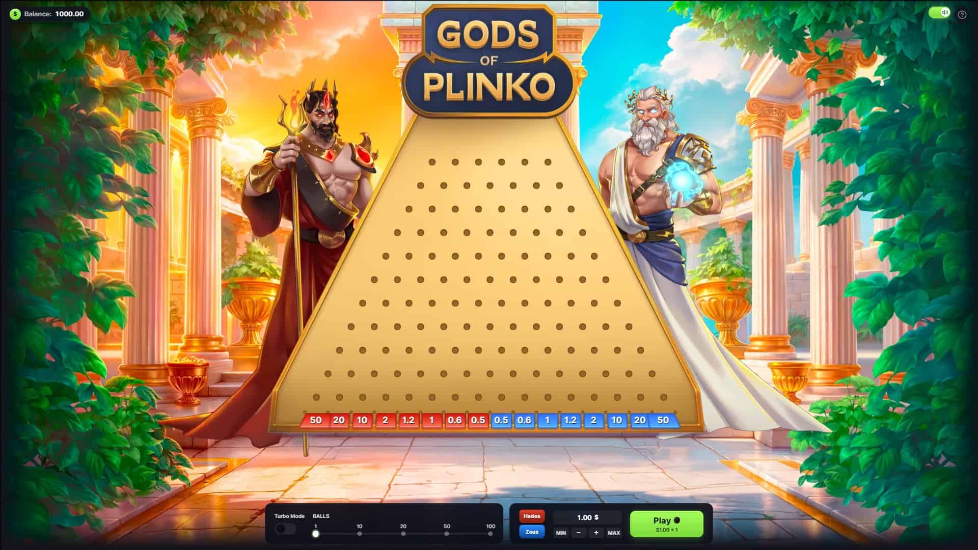 Gods of Plinko slot gameplay reels