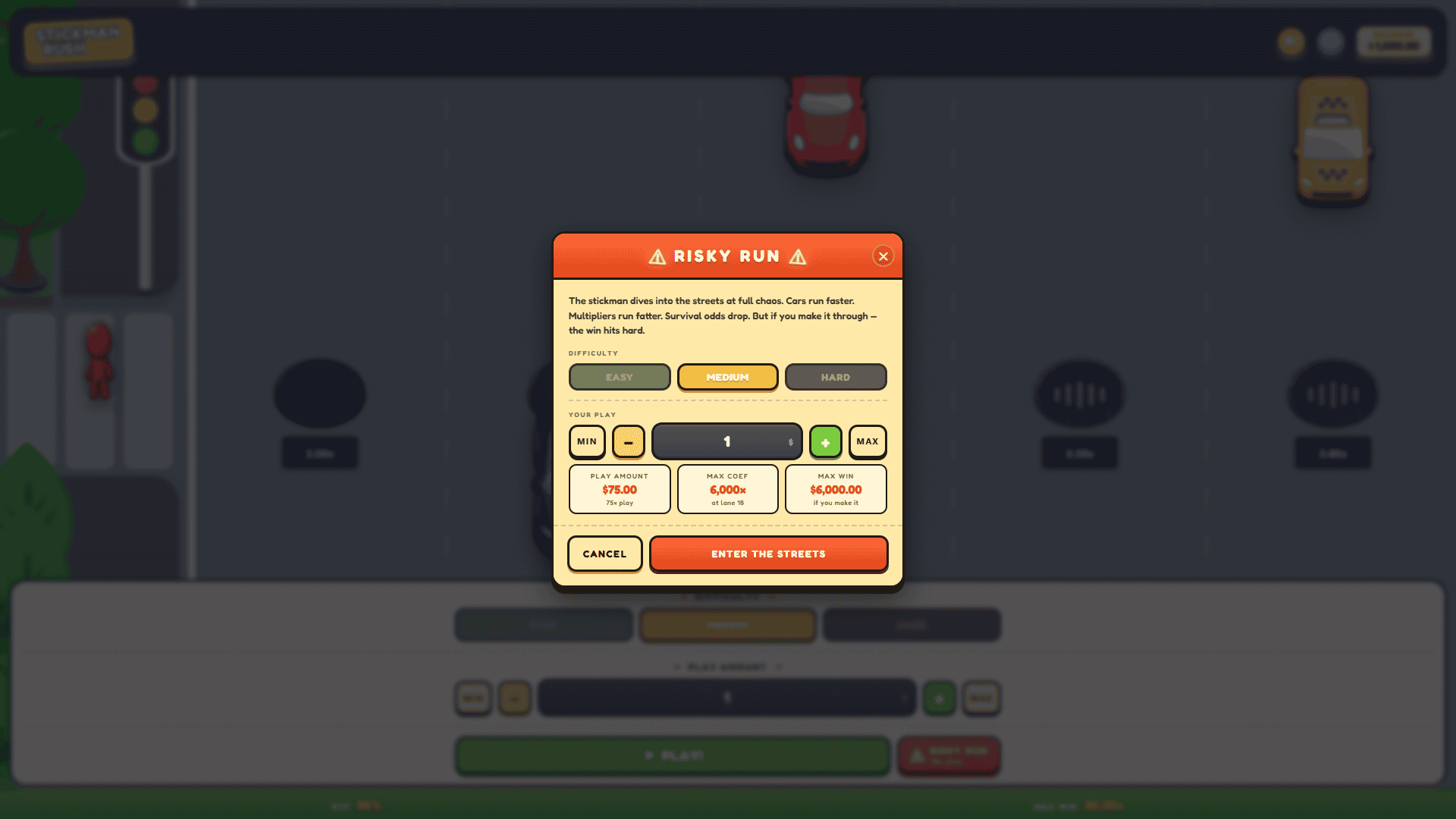 Stickman Rush bonus buy menu