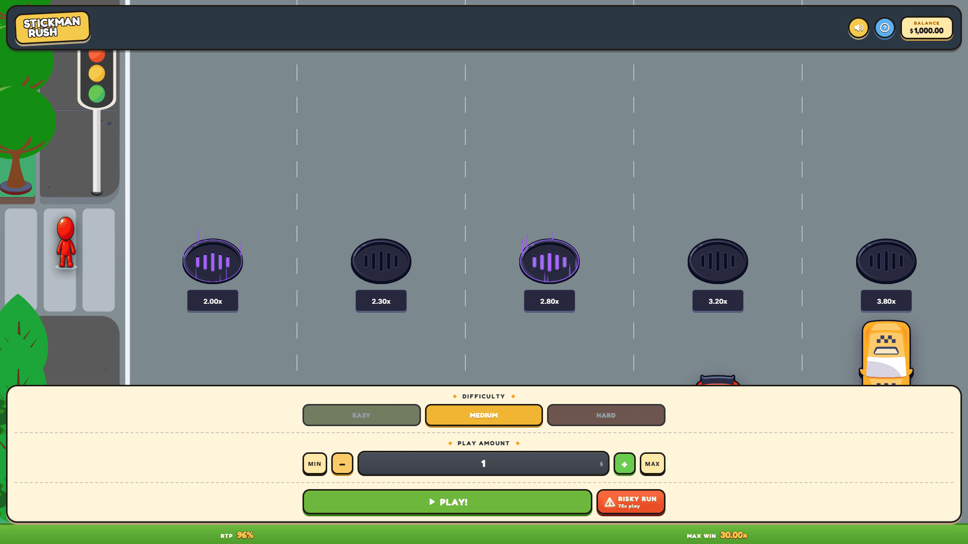 Stickman Rush slot gameplay reels