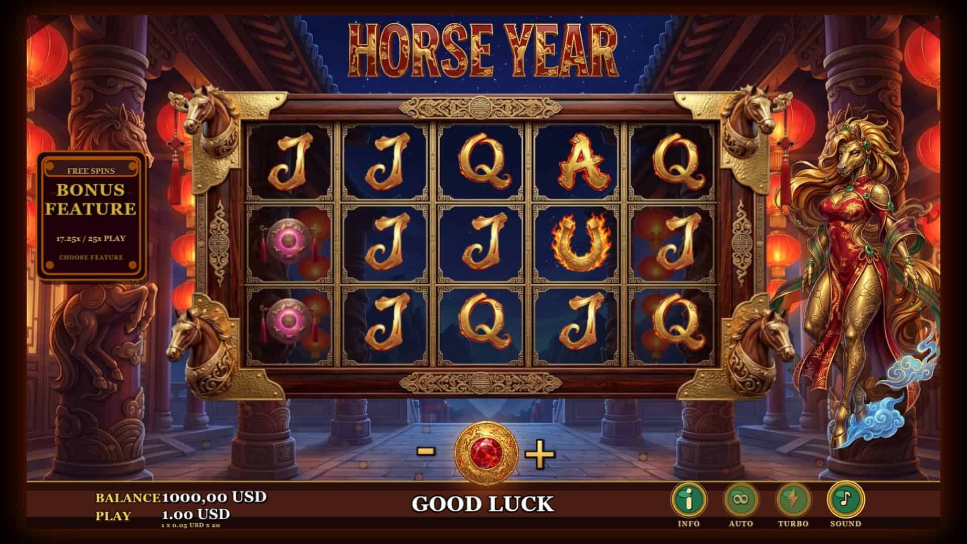 Horse Year slot gameplay reels