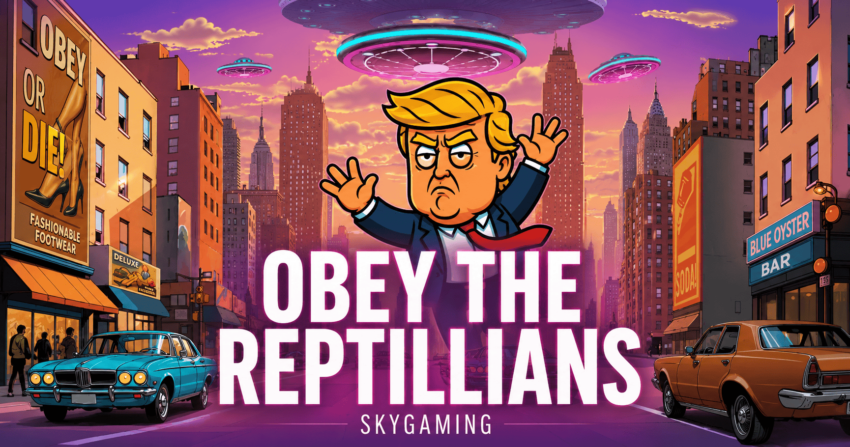 Obey The Reptillians Slot Demo by Sky Gaming slot cover image