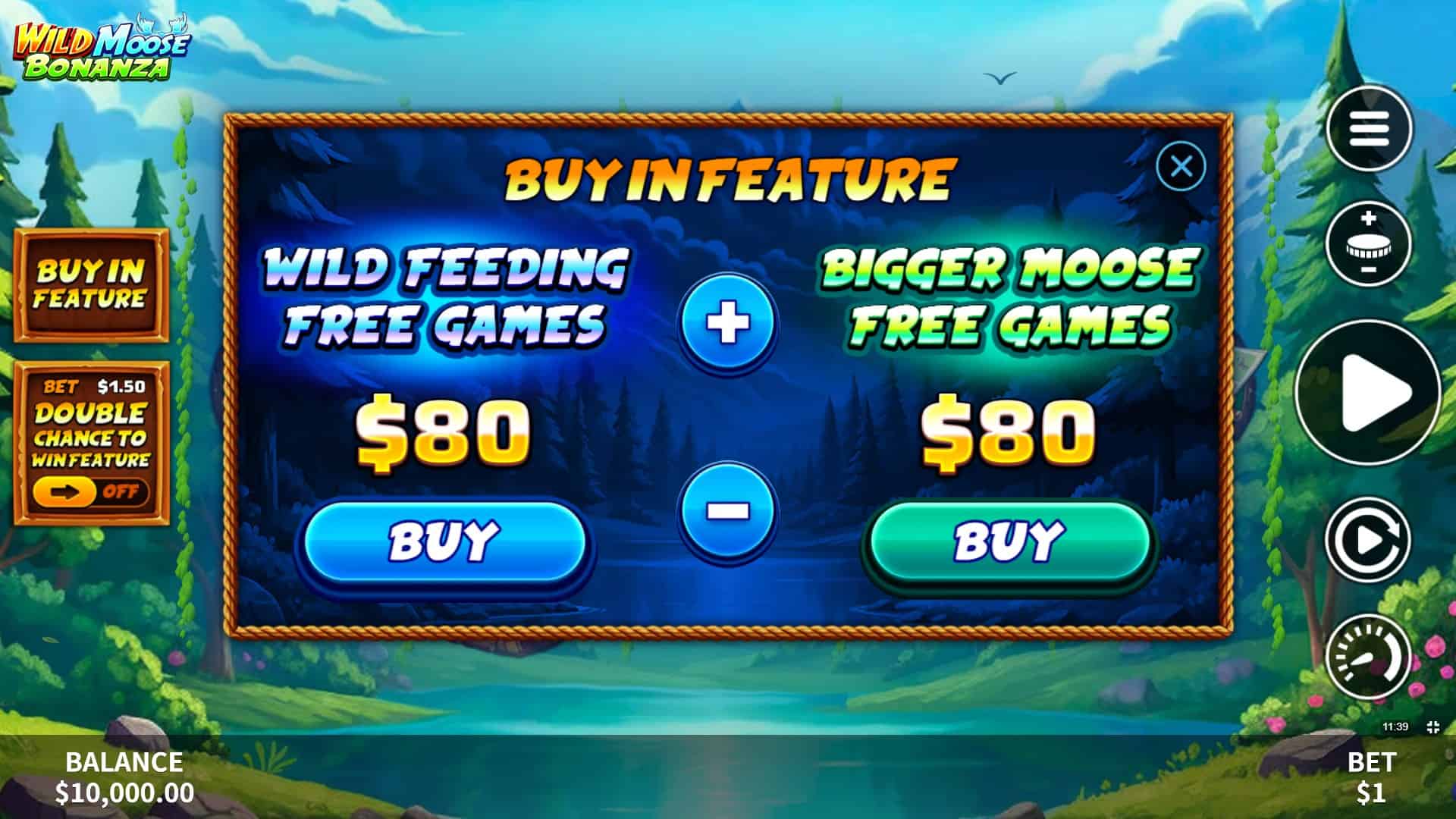 Wild Moose Bonanza bonus buy menu