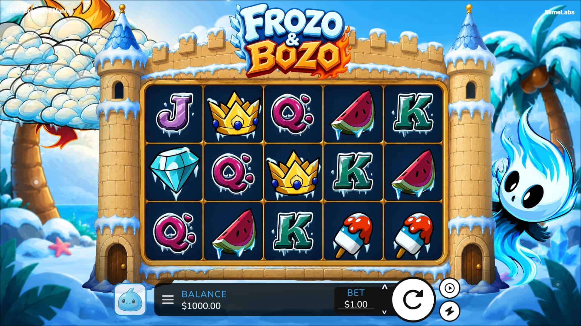 Frozo and Bozo slot gameplay reels