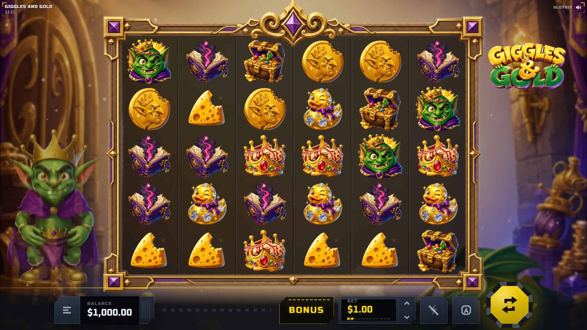 Giggles and Gold slot gameplay reels