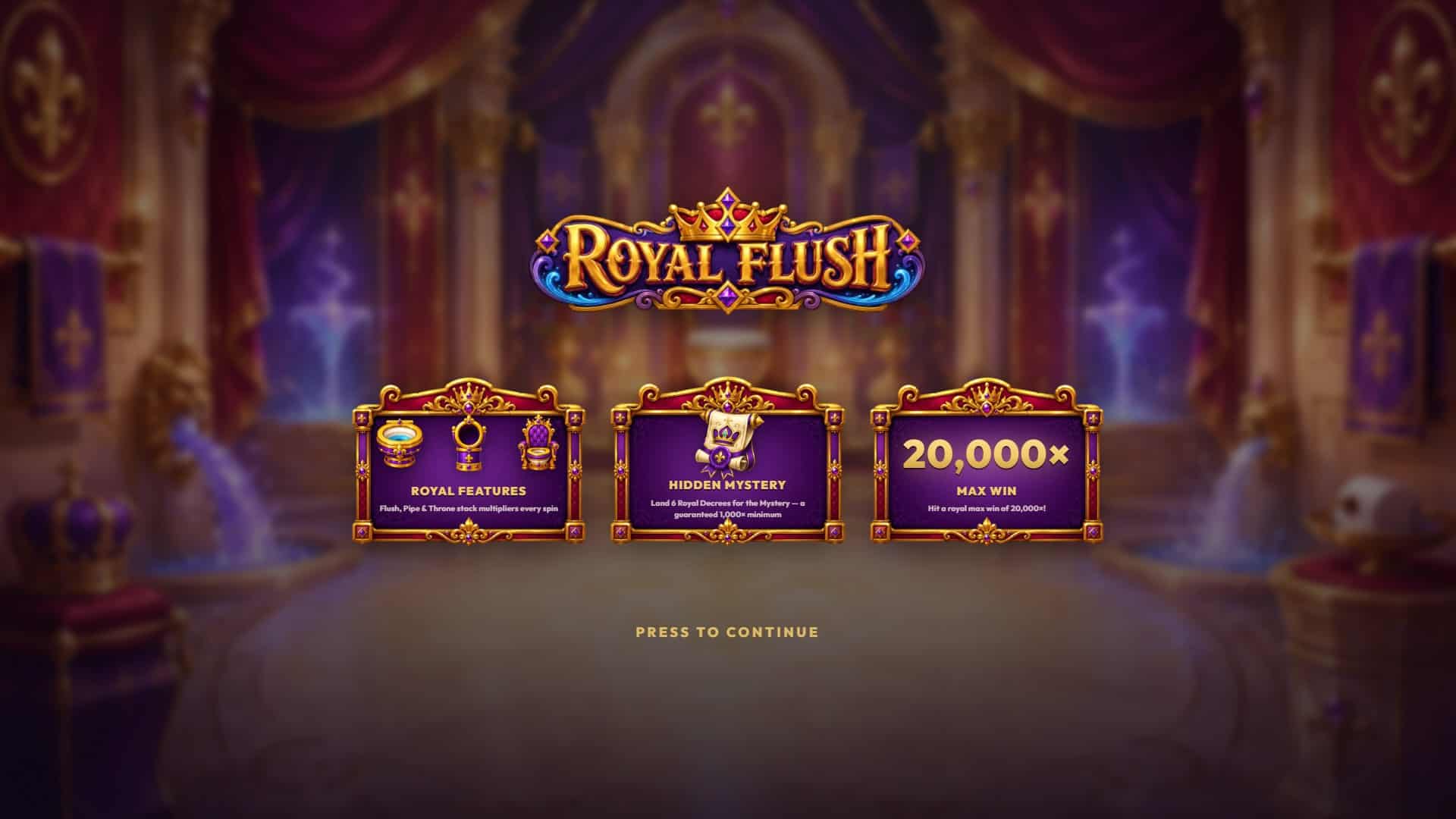 Royal Flush slot intro screen
