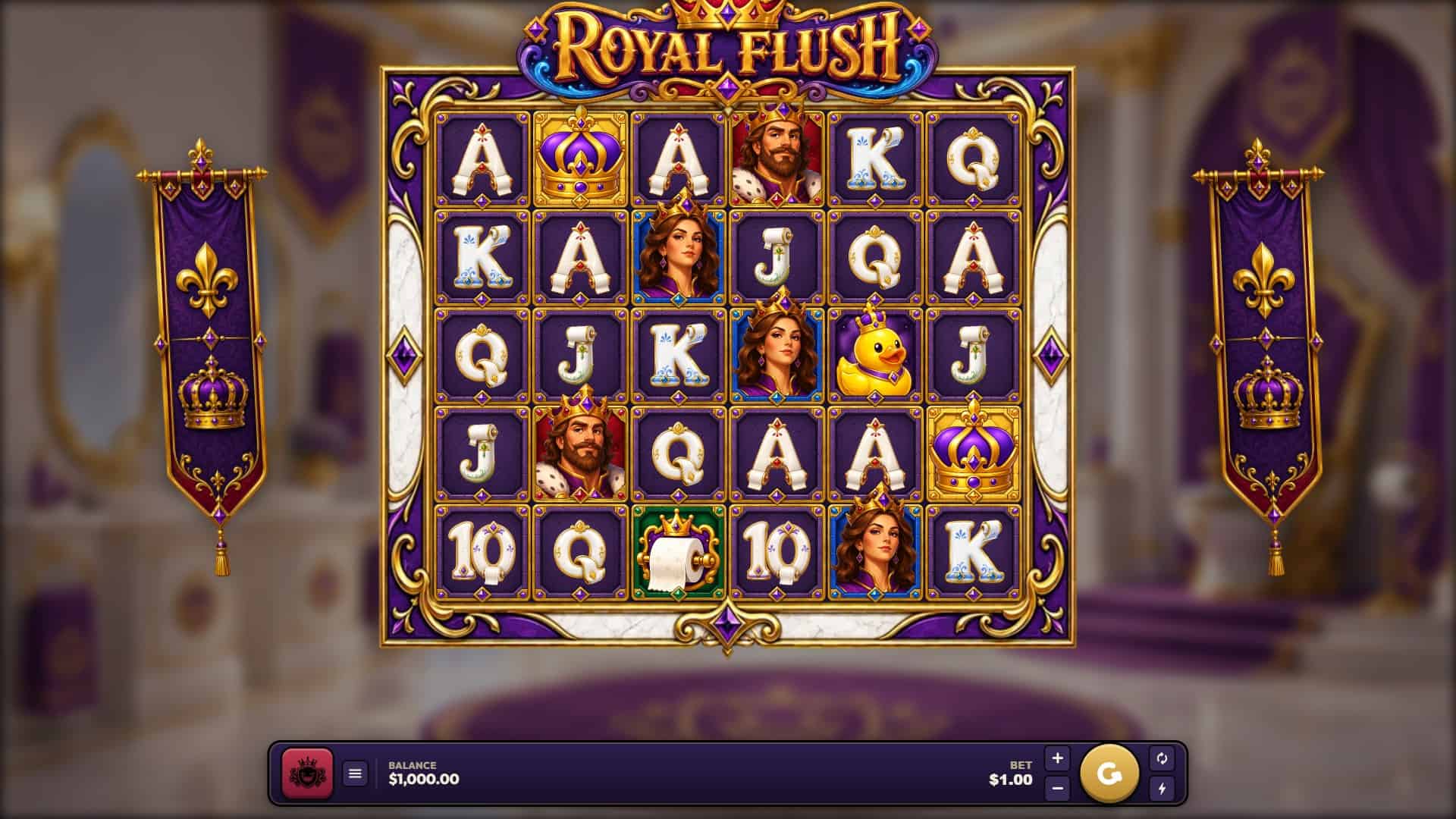 Royal Flush slot gameplay reels