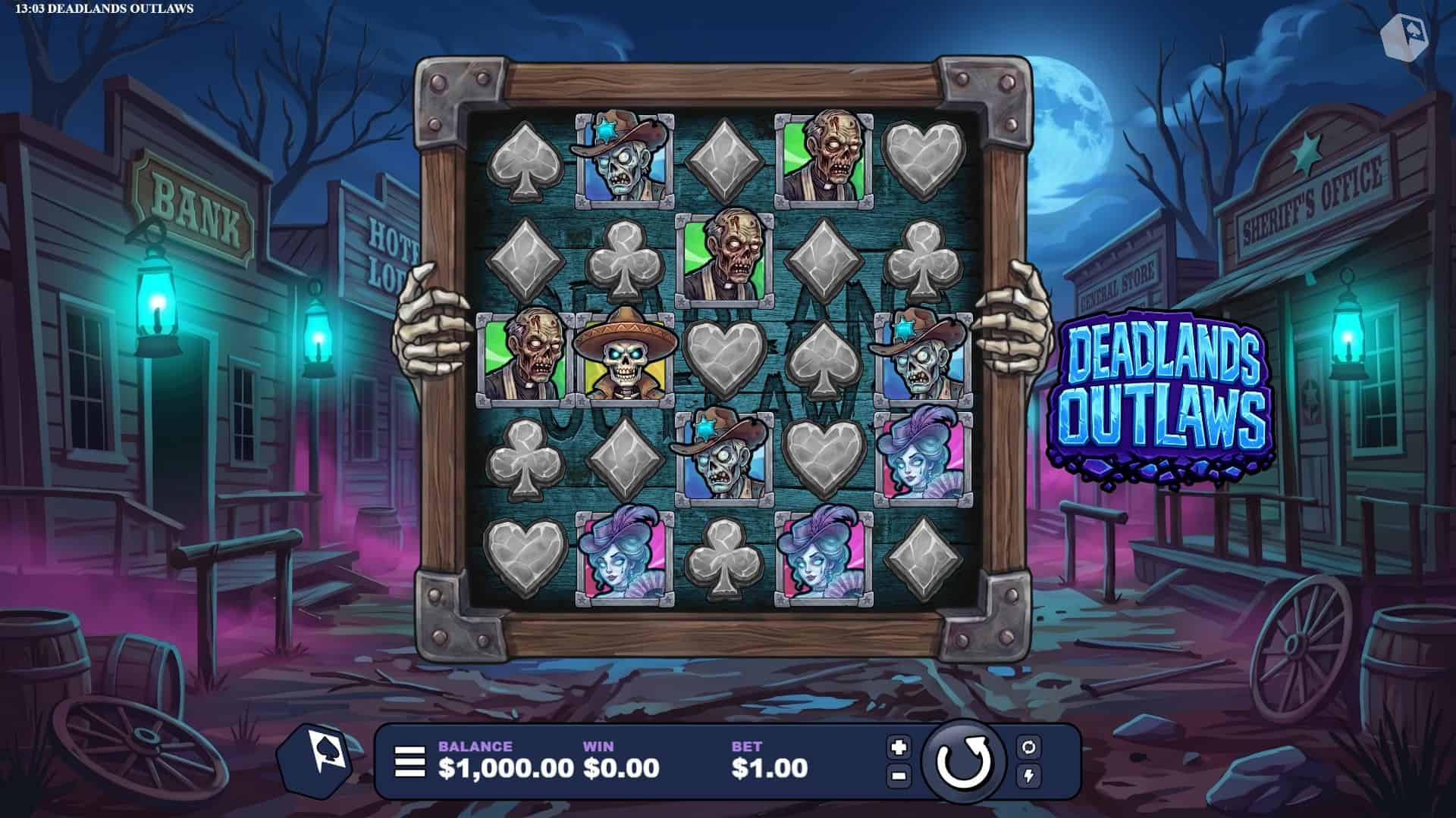 Deadlands Outlaws slot gameplay reels