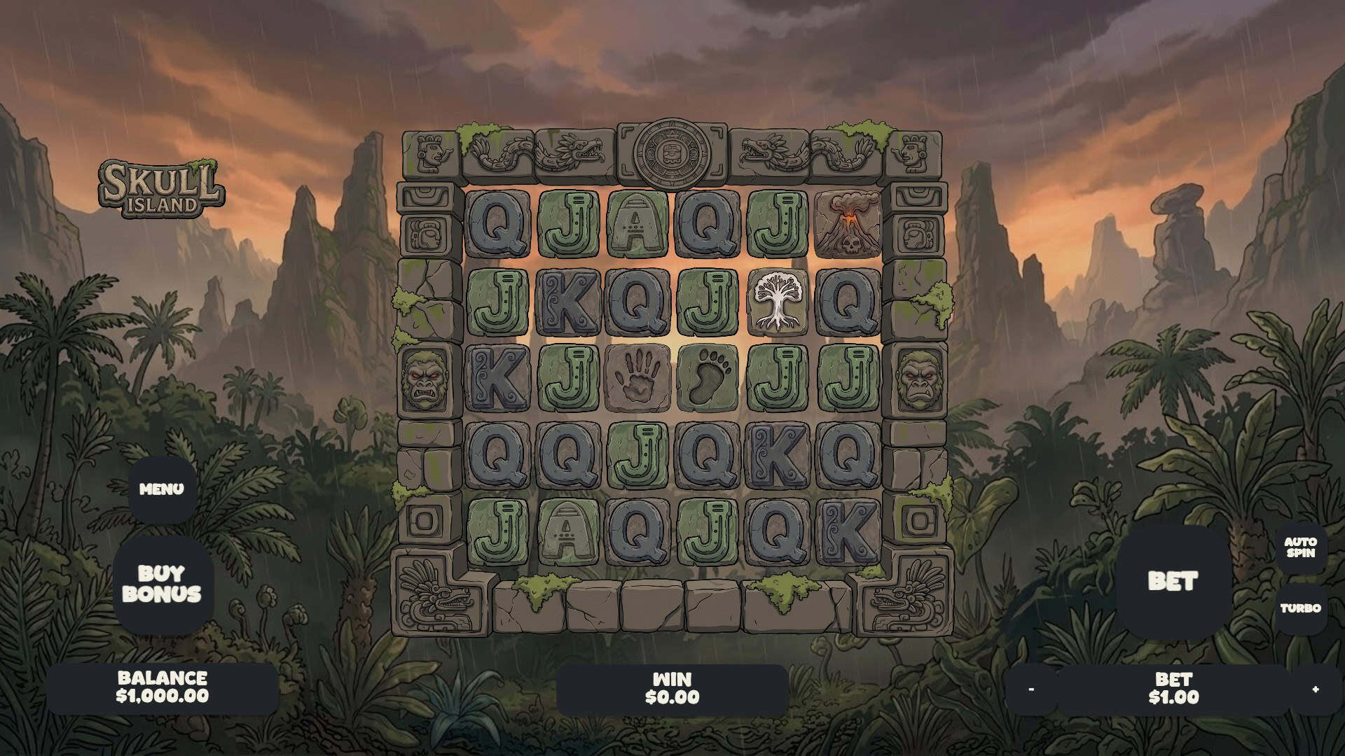 Skull Island slot gameplay reels