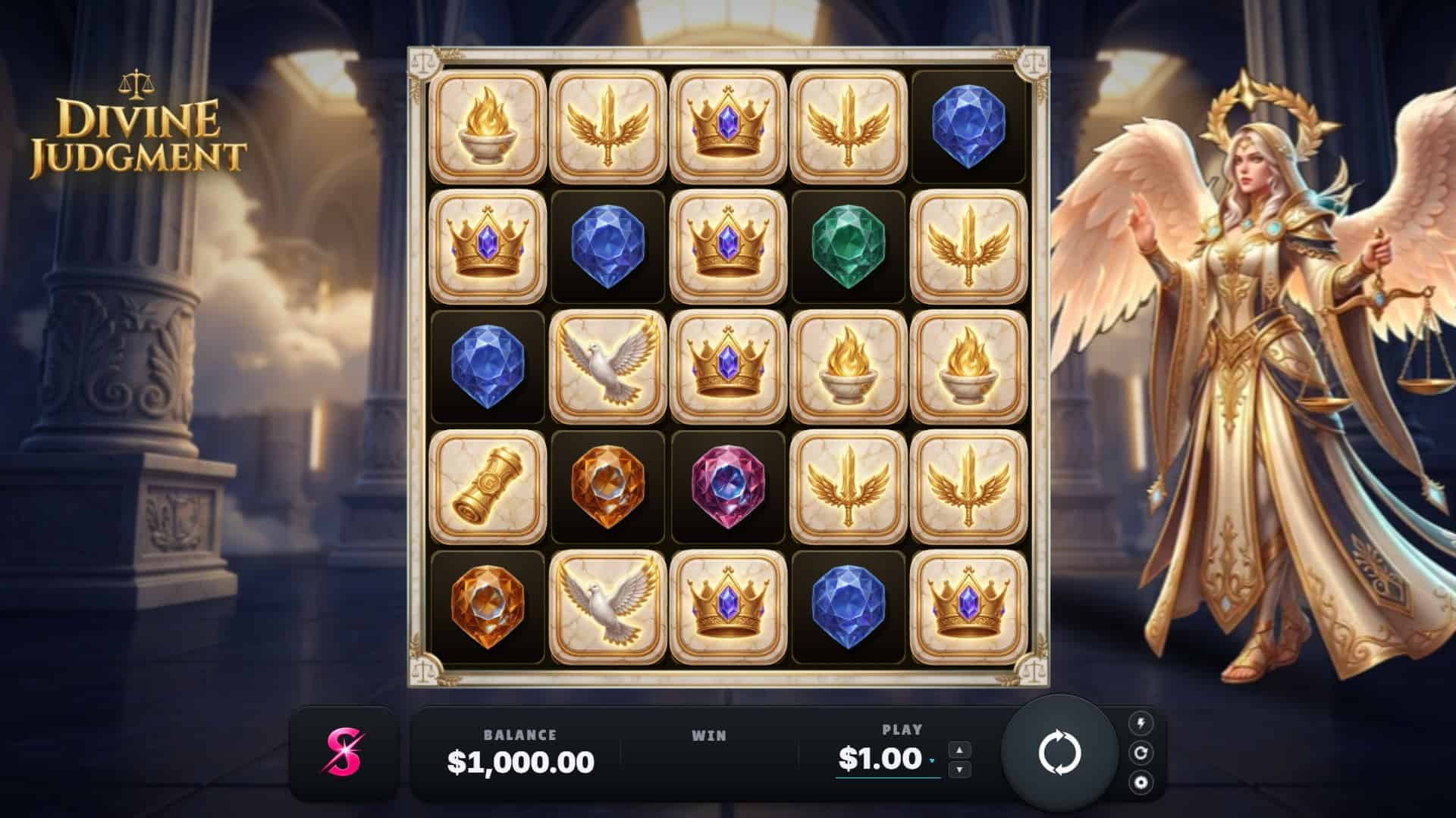 Divine Judgment slot gameplay reels