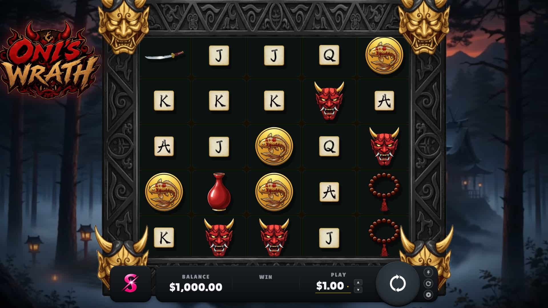 Onis Wrath slot gameplay reels