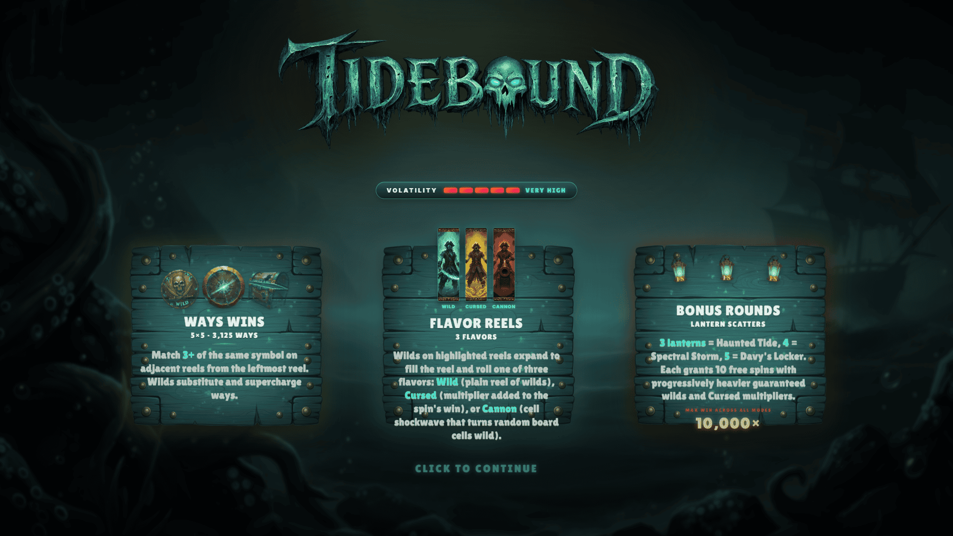 Tidebound slot intro screen