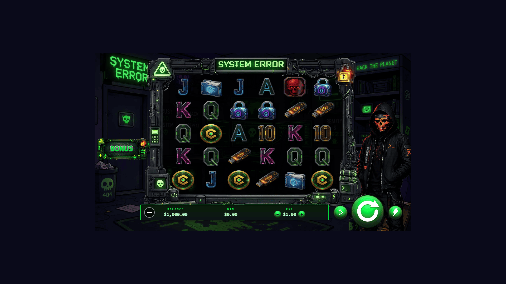 System Error slot gameplay reels